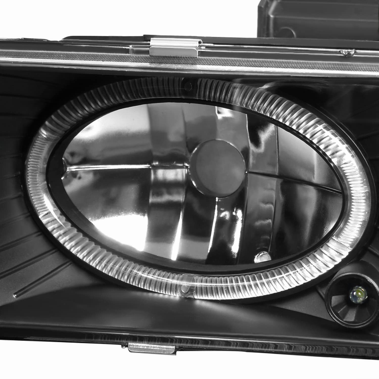 Spec-D Tuning LED Halo Black Housing Clear Lens Projector Headlights Compatible with 1988-1998 Chevy/GMC C10 Pickup, C/K, Sierra, Silverado, Yukon, Suburban,Tahoe Left + Right Pair Headlamps Assembly