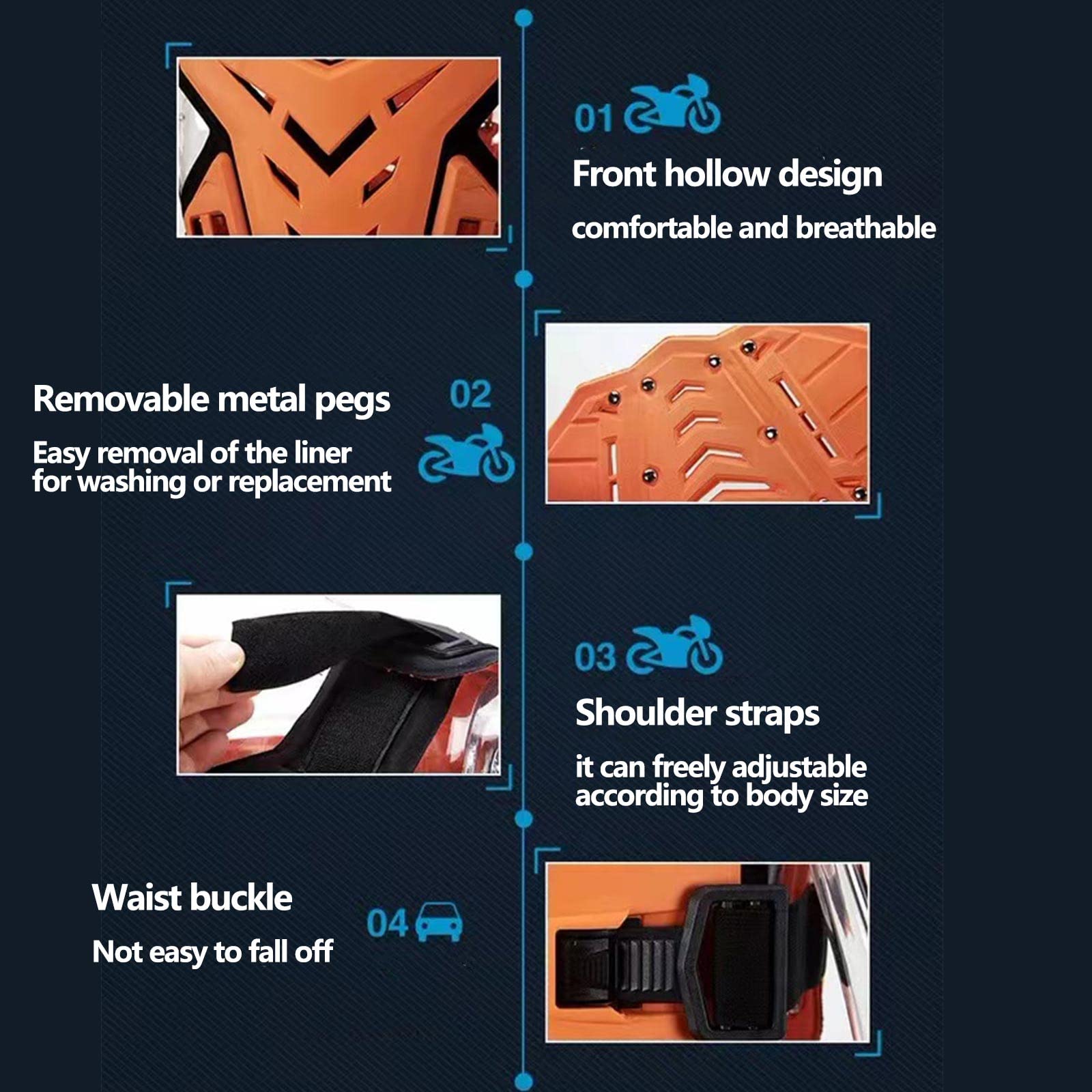 Light Upgrade Chest Armor Motorcycle Armor Body Guard Vest, Dirtbike Riding Off-Road Racing Cycling Skiing Motocross Adult Kids