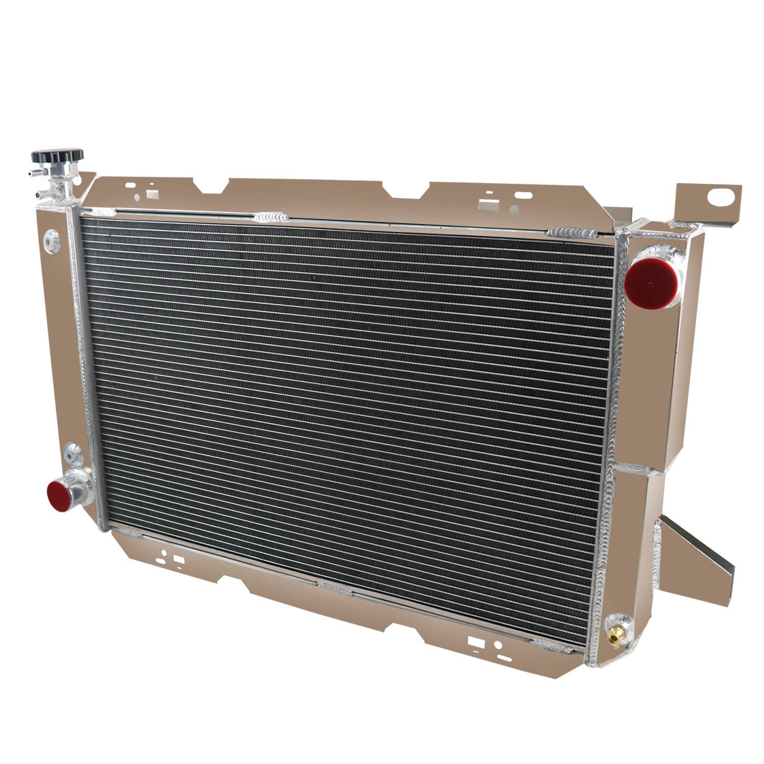 ALLOYWORKS 3 Row All Aluminum Radiator For 1983-1997 Ford F-150 F-250 F-350 F150 F250 F 350 Bronco 5.0L 5.8L 7.5L V8 Engine Cros