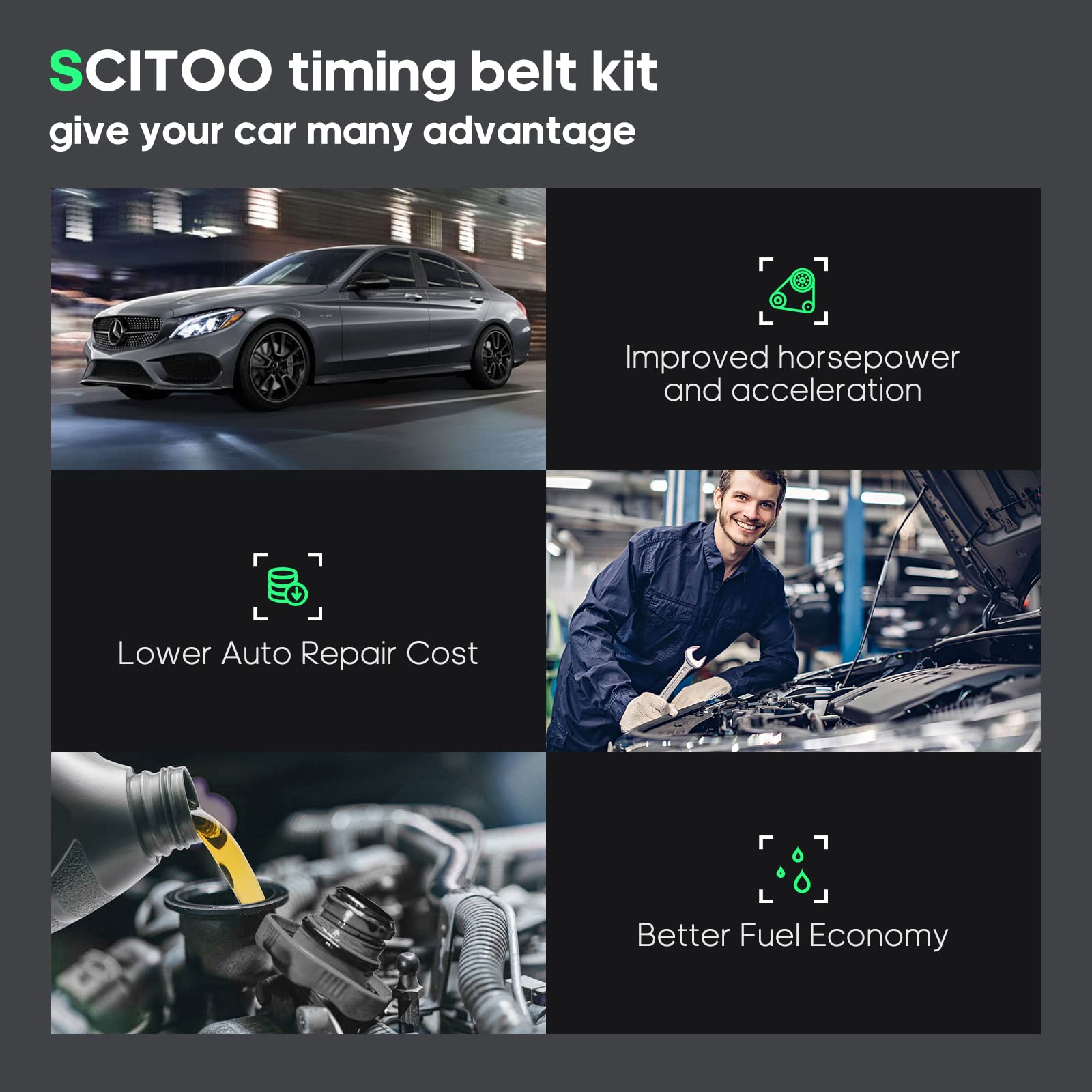 Scitoo Engine Timing Belt Kit Fits For Tbk286 Wp4024 435-5767 Ts26286 Itm286 Aw9383 14520-Rca-A01 Wpho024 Gtkwp286 Tkh001 Wp286K1A Wp286K1C Tckwp286 For Acura Cl Mdx Tl For Honda Odyssey Pilot