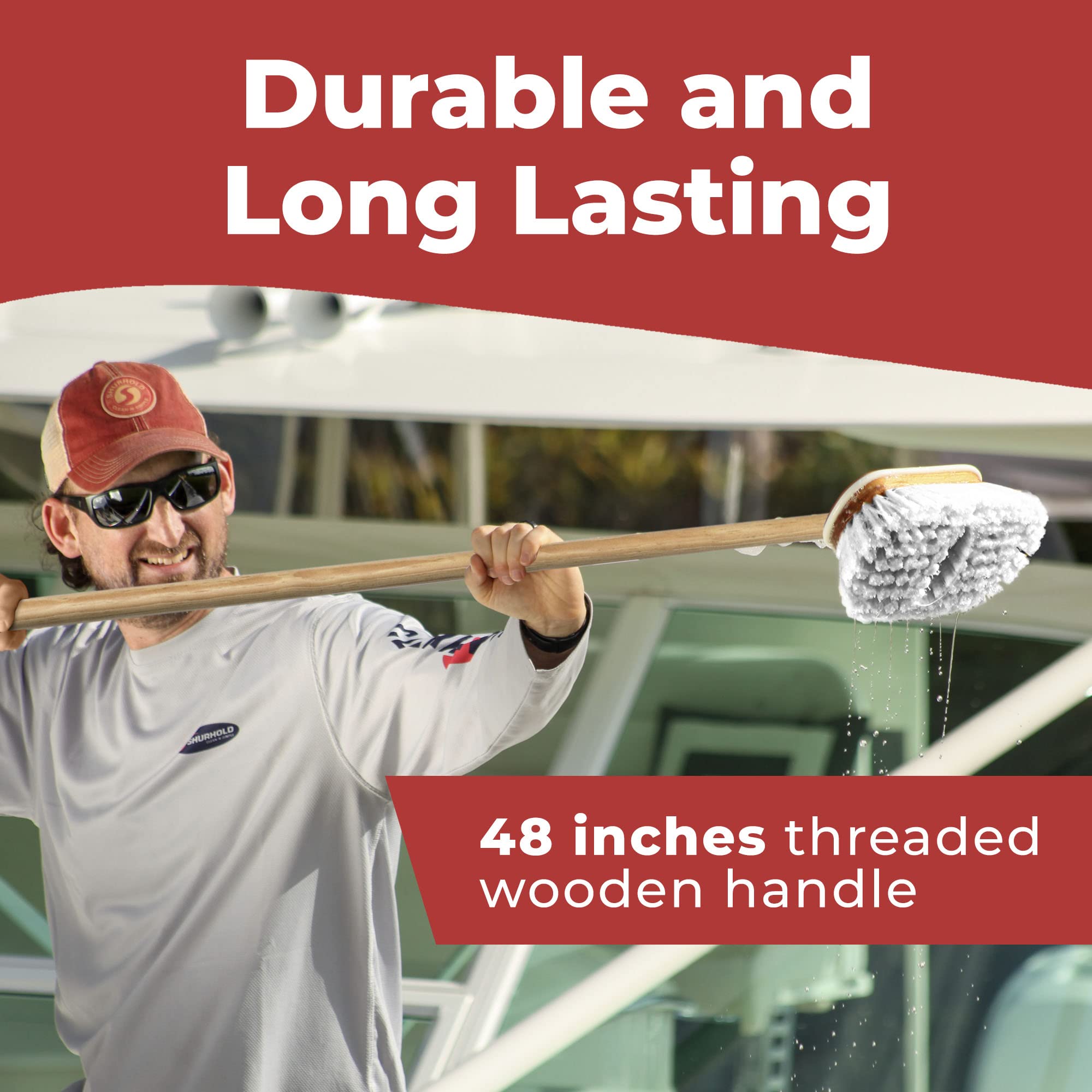 Shurhold 1950 Marine Mate 6 Inch Stiff Bristle Brush With 48 Inch Handle