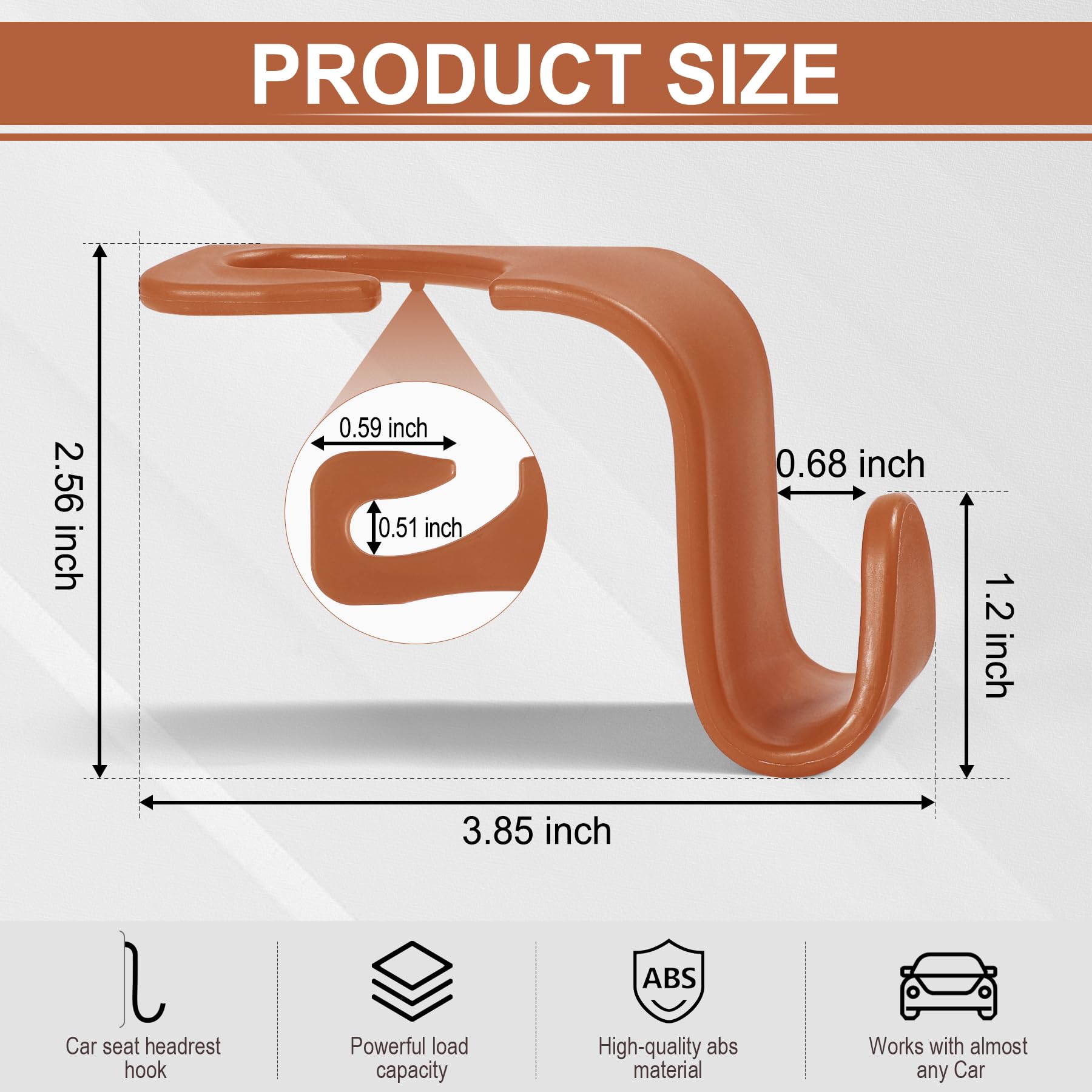 Livtee Car Seat Headrest Hook, Auto Seat Hook Hangers Organizer Interior Accessories For Purse Coats Umbrellas Grocery Bags Handbag, 4-Pack - Blown