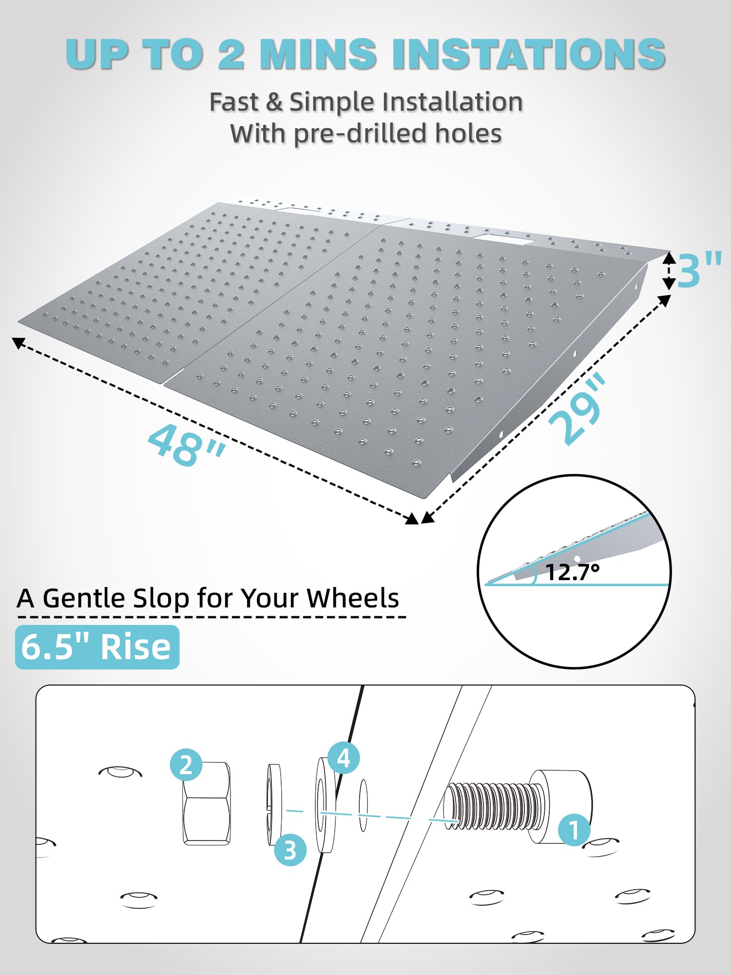 WHALEMOTOR Shed Ramp 2PC, Loading Ramp for Riding Mower, 29'' L x48 W, 1500 lbs Capacity, Shed Storage Ramps for Sheds, Garages,