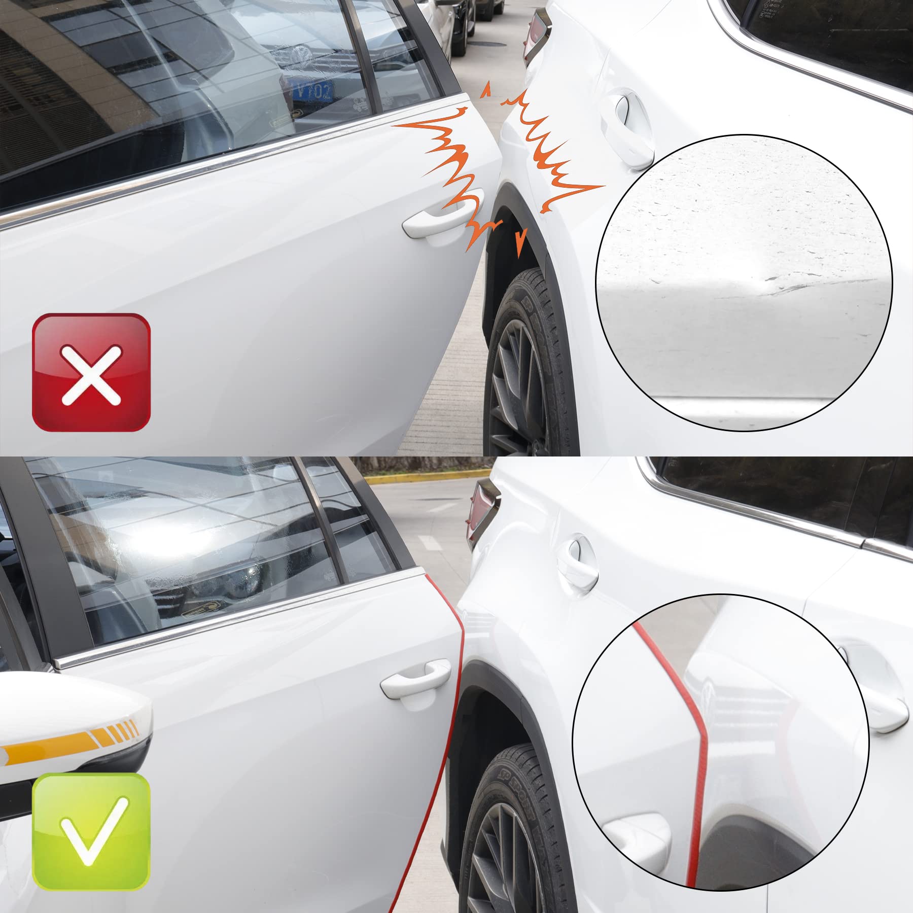 Singaro 16.4Ft (5M) Car Door Edge Guard, No Glue Rubber Decorative Protective Strip, Car Door Entry Protector, Applicable To Car, Truck, Suv And Atv,Car Exterior Accessories(Red)