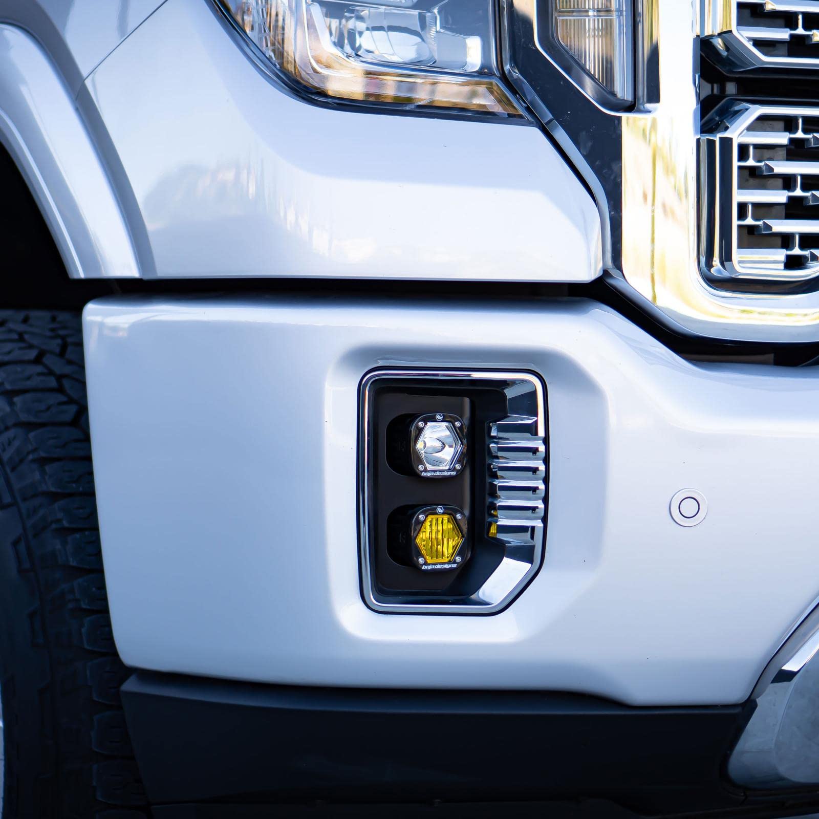 Baja Designs S1 Led Dual Fog Pocket Light Kit For Gmc Sierra 1500 Truck 2019-22 (Wide Cornering/Spot Lens; Clear)
