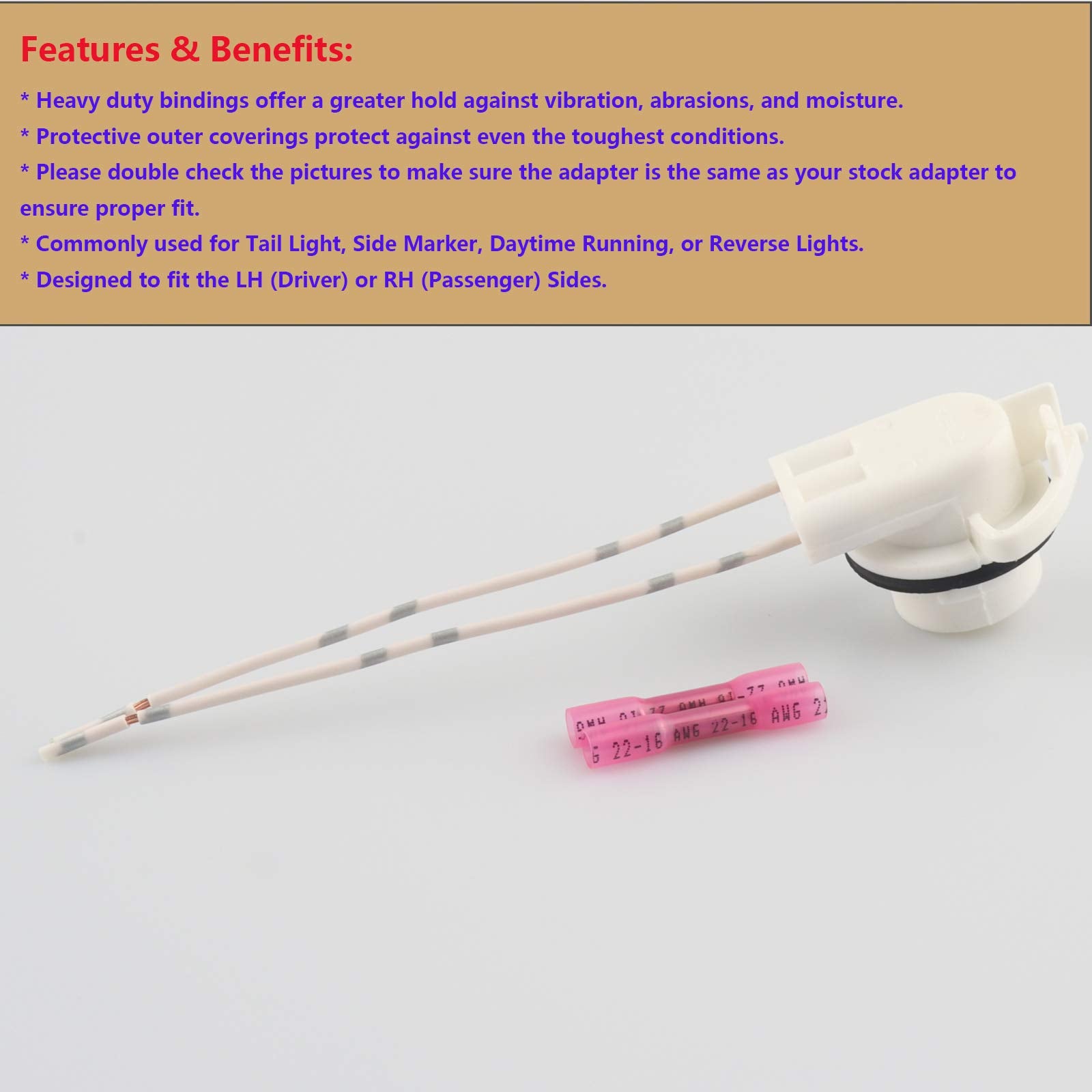 2PCS Lamp Socket, Wire Harness Pigtail Light Socket LS94,19258649,645-607 Compatible with Chevy Avalanche Silverado Suburban Tah