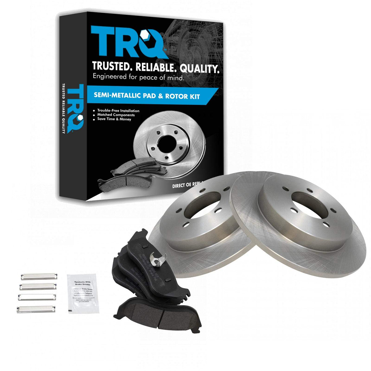 Trq Rear Brake Pad & Rotor Kit Brake Pads Brake Rotor Semi-Metallic Compatible With 2002-2005 Ford Explorer Mercury Mountaineer