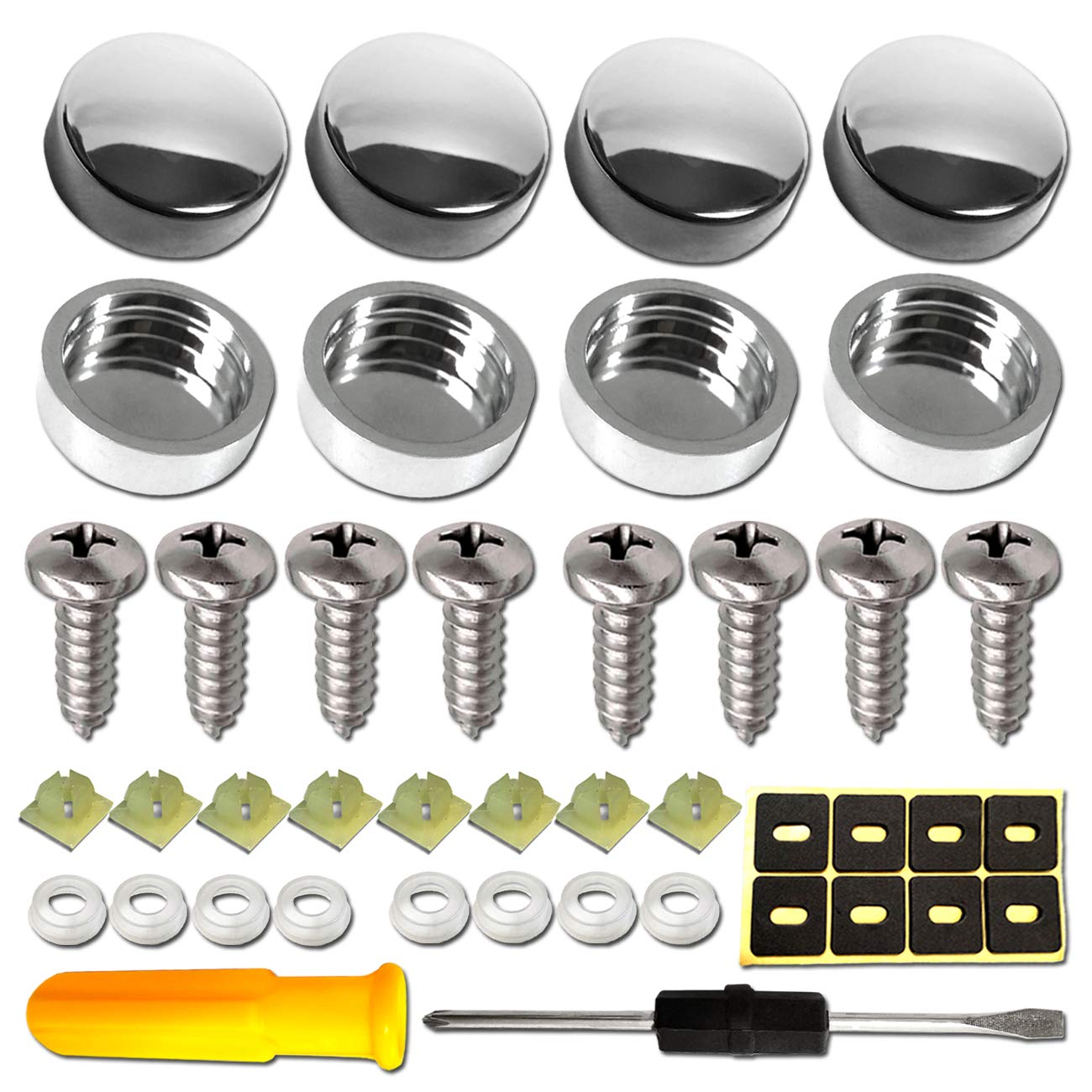 Aootf Stainless Steel License Plate Screws-8Pc M6X20Mm Rust Resistant Stainless Steel Screw, Self Tapping License Plate Bolt Fas