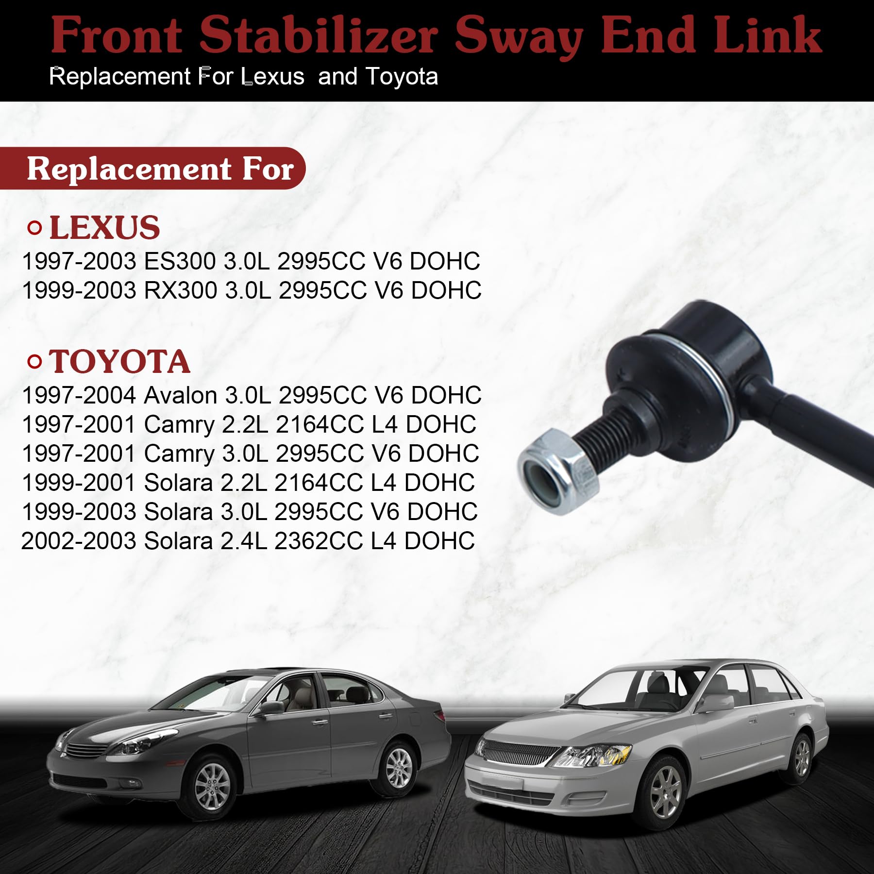 Stiueoav K90311 K90312 Sway Bar Link - Front Stabilizer End Link Compatible With 1997-2003 Es300?1999-2003 Rx300?1997-2004 Avalo