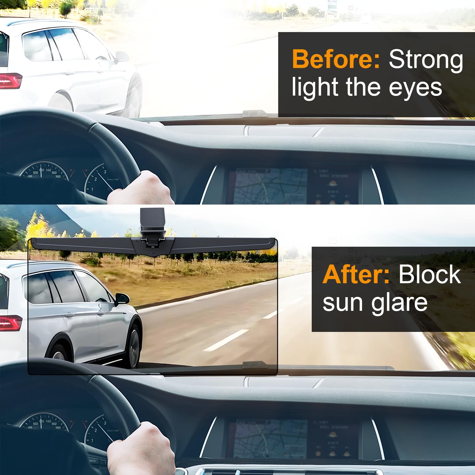 Veharvim Sun Visor Extender For Cars, Polarized Car Visor Extender Sun Blocker Uv400, Adjustable Visor Extension For Car Visor,