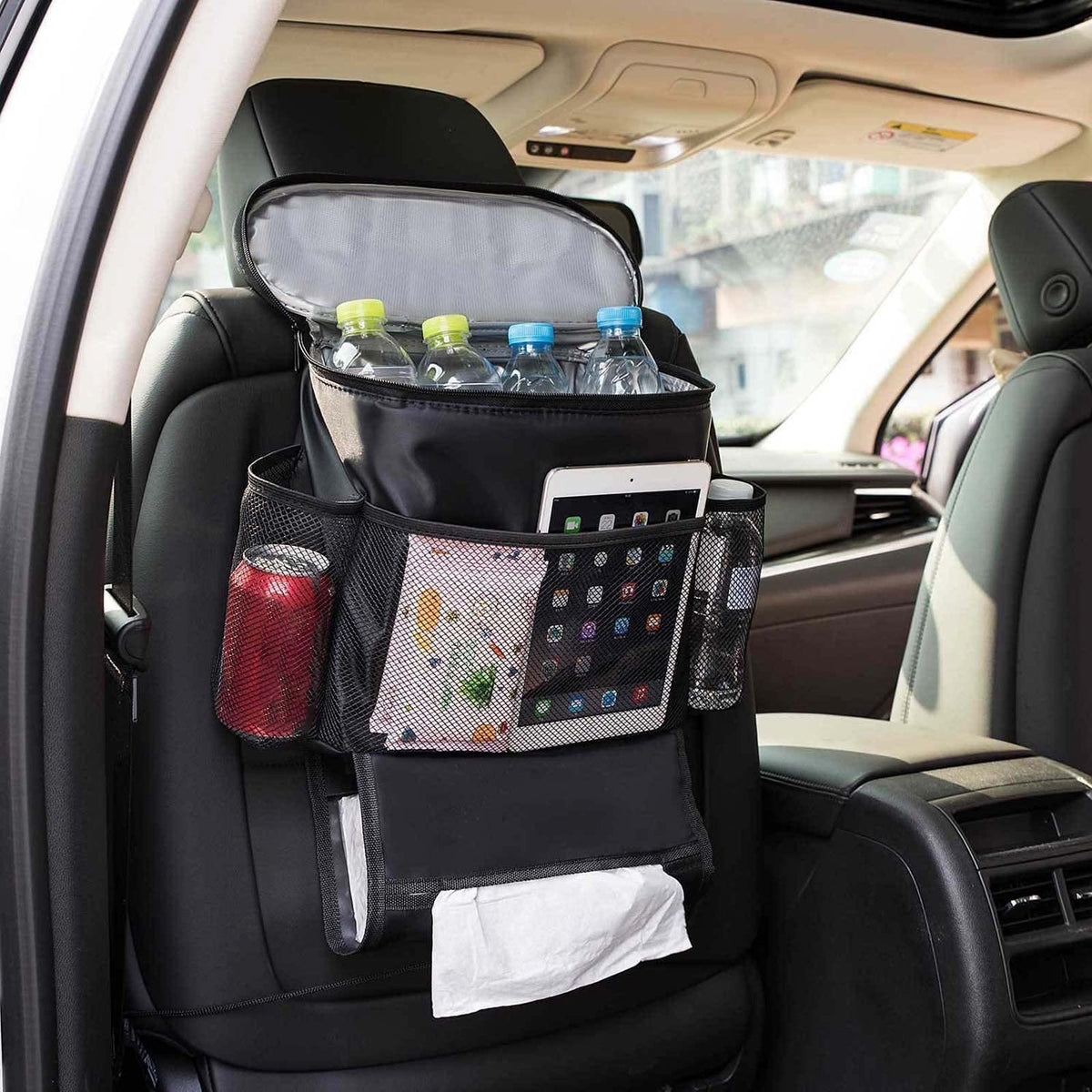 Autoark Car Seat Back Organizer And Cooler Set,Multi-Pocket Travel Storage Bag(Heat-Preservation And Waterproof),Bigger-Capacity