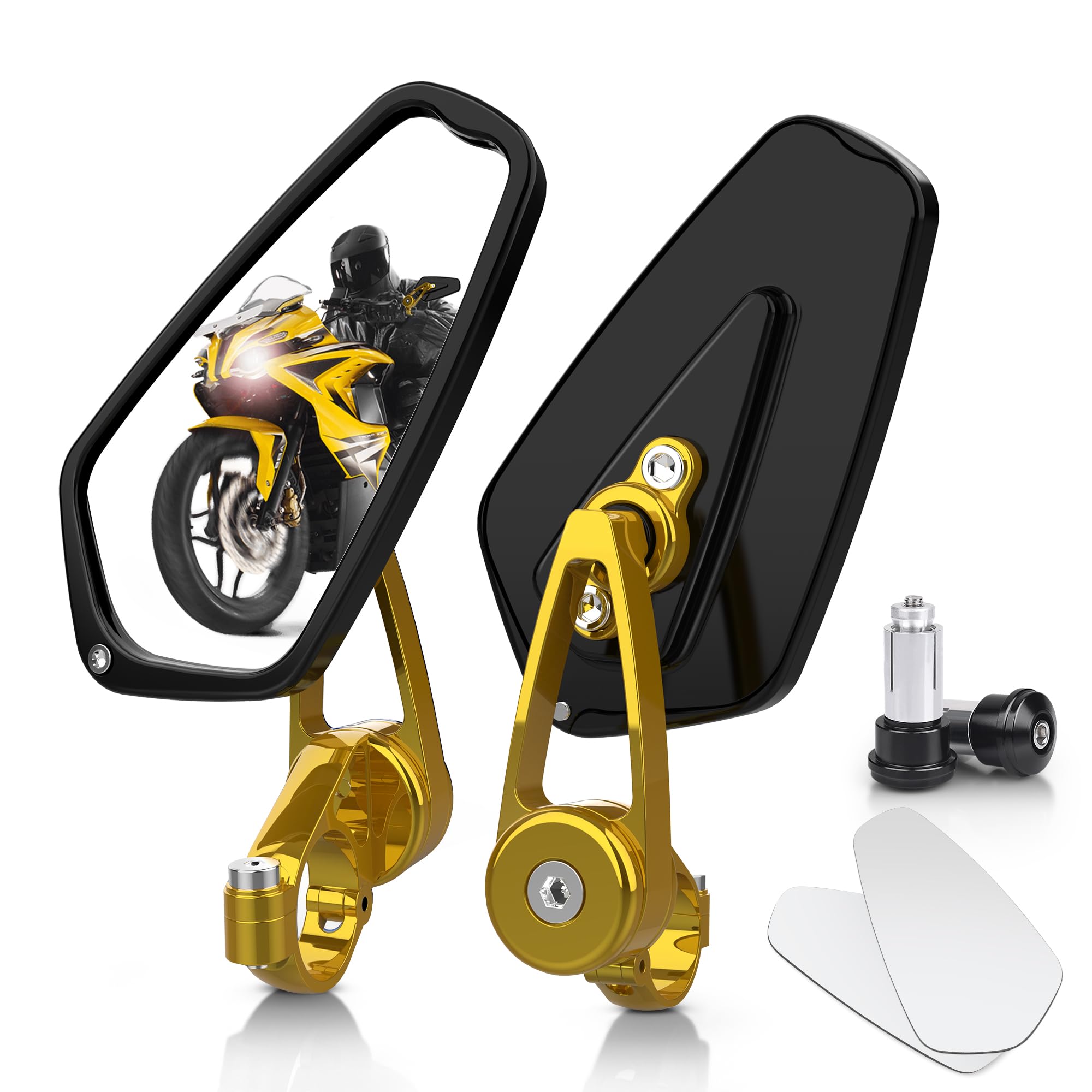 Mictuning Cnc Motorcycle Mirrors - 7/8'' (22Mm) Bar End Rear View Mirrors Compatible With Most Honda Grom, Yamaha, Kawasaki, Duc