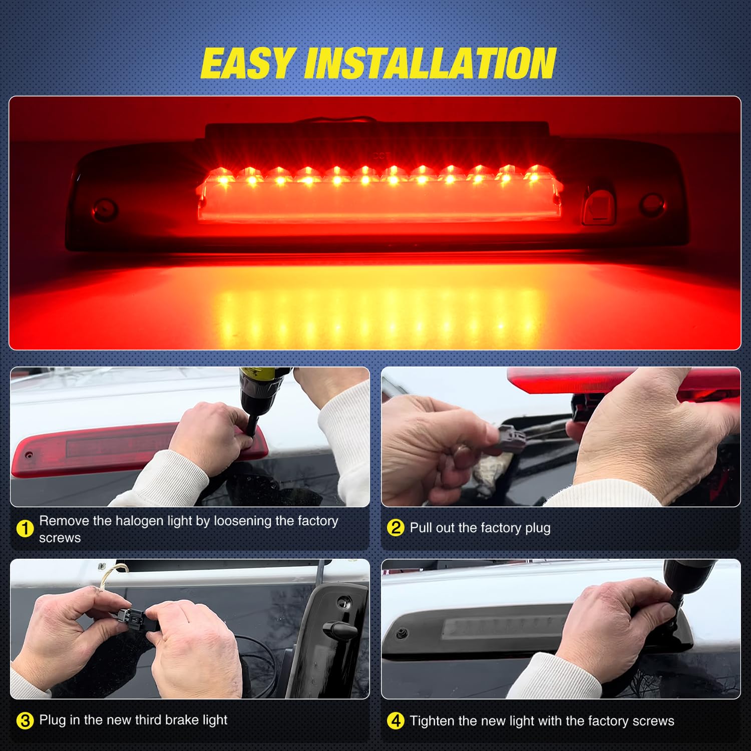 Nilight Third Brake Light Tail High Mount 3Rd Stop Lights Smoked Lens Compatible With Ford Expedition Lincoln Navigator 2003 200