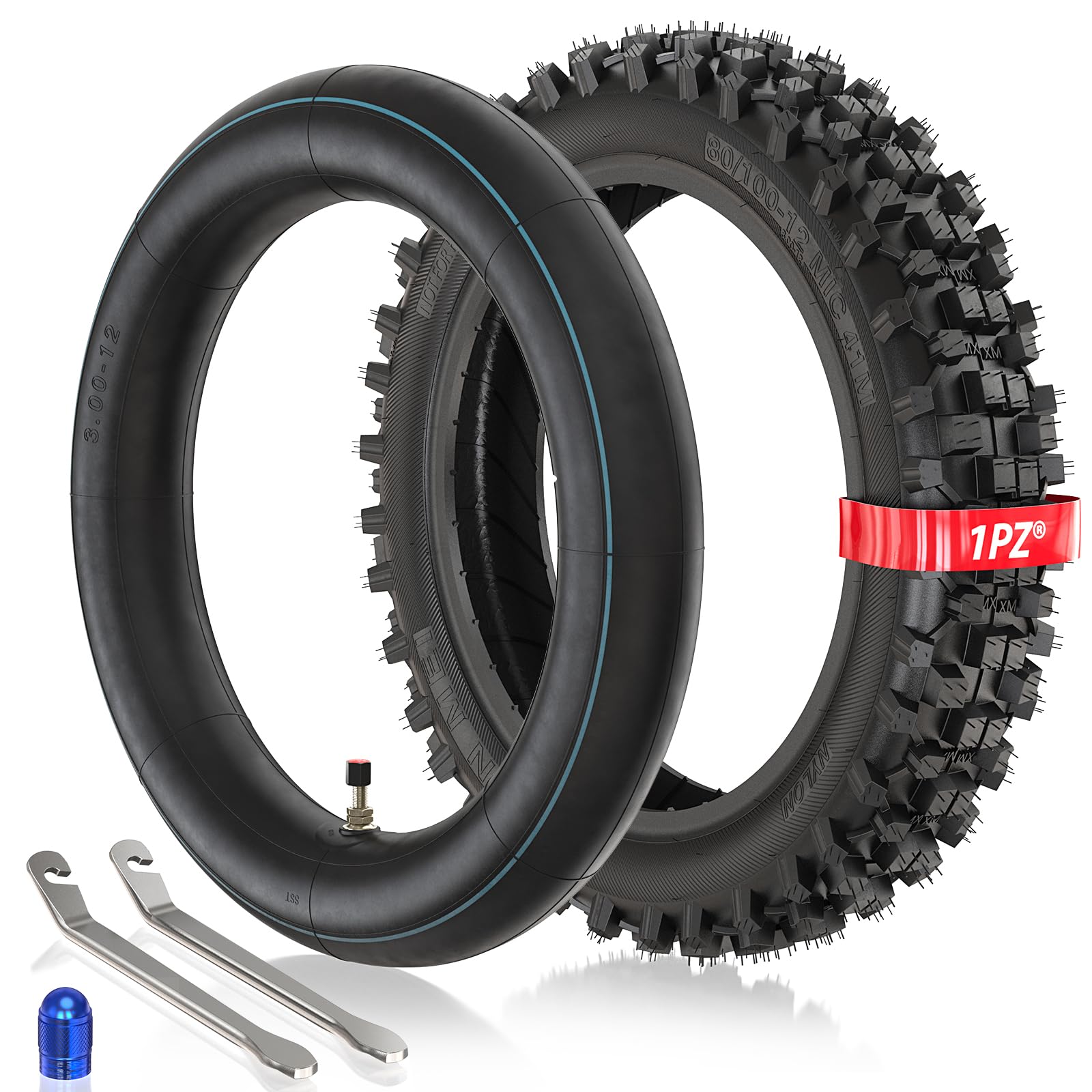 1PZ EHX-C8K 3.00-12 Tire and Inner Tube 80/100-12 Tire & Inner Tube Replacement for DRZ110 PW80 CRF70 CRF110 XR70 KLX110 KX65 TT