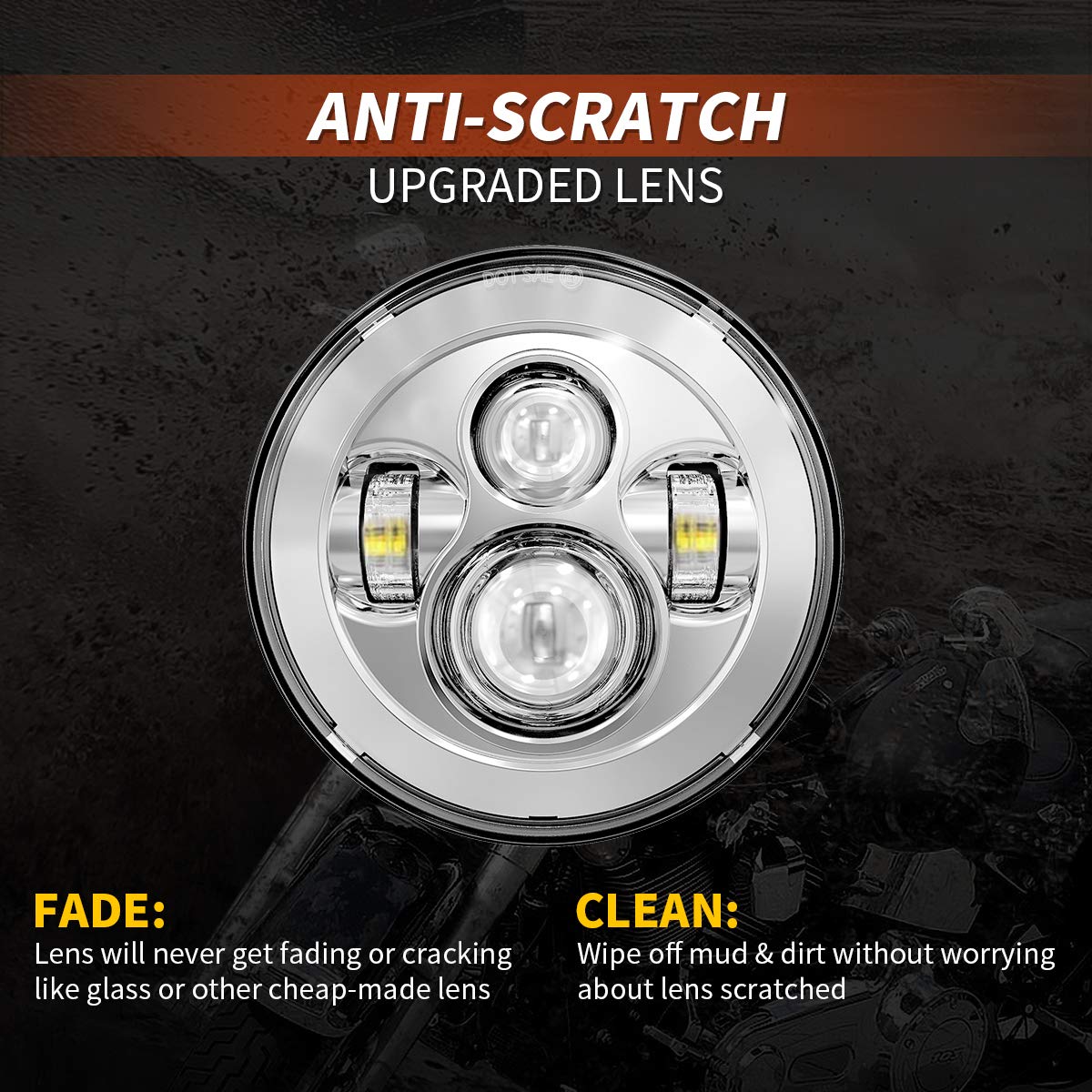 TRUCKMALL 7 Inch LED Headlight, 4.5'' Fog Passing Lights, Anti-Scratch Lens, for Touring Road King Ultra Classic Electra Street