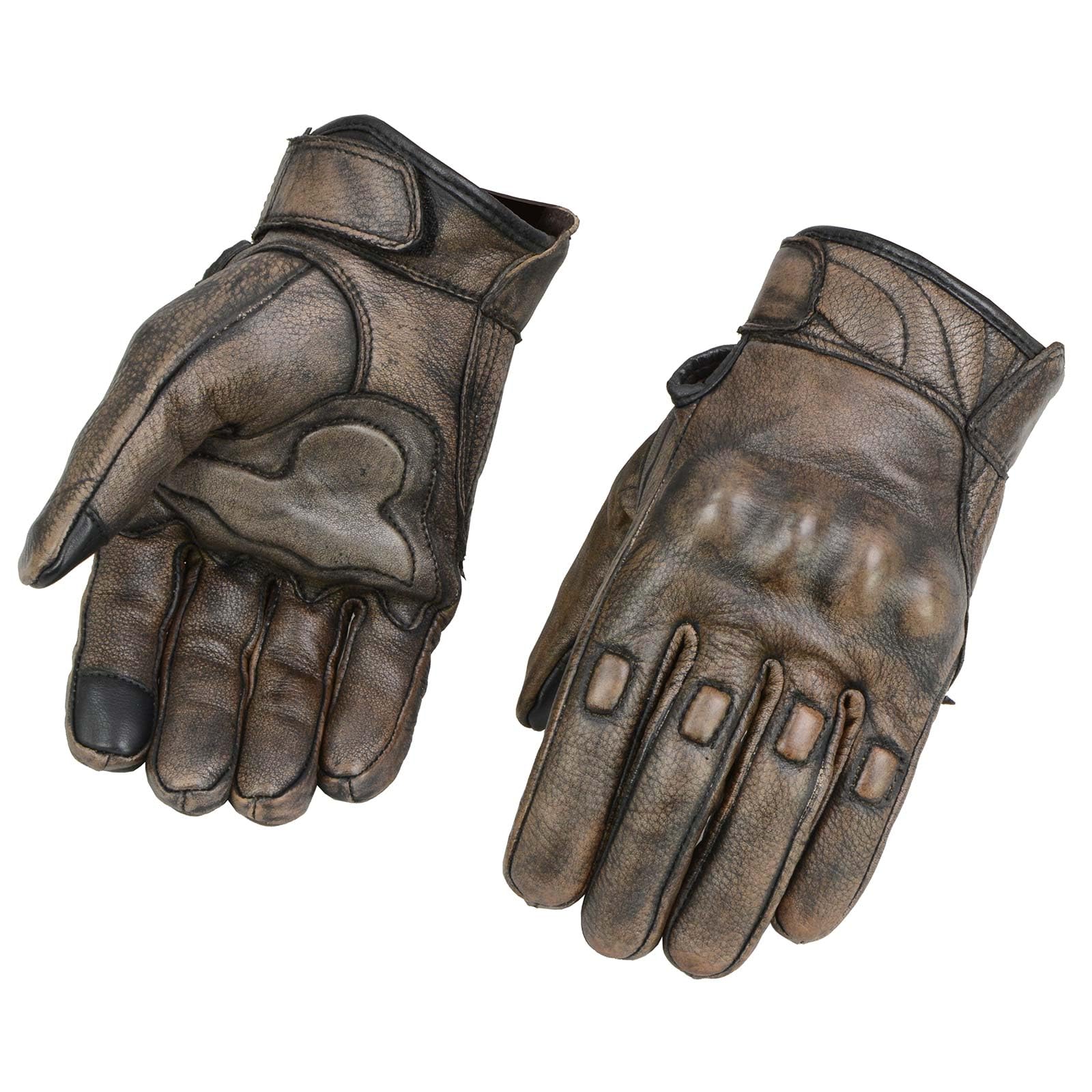 Milwaukee Leather Mg7514 Men'S Brown Leather With Gel Palm Motorcycle Gloves W/Protective Knuckle - Large