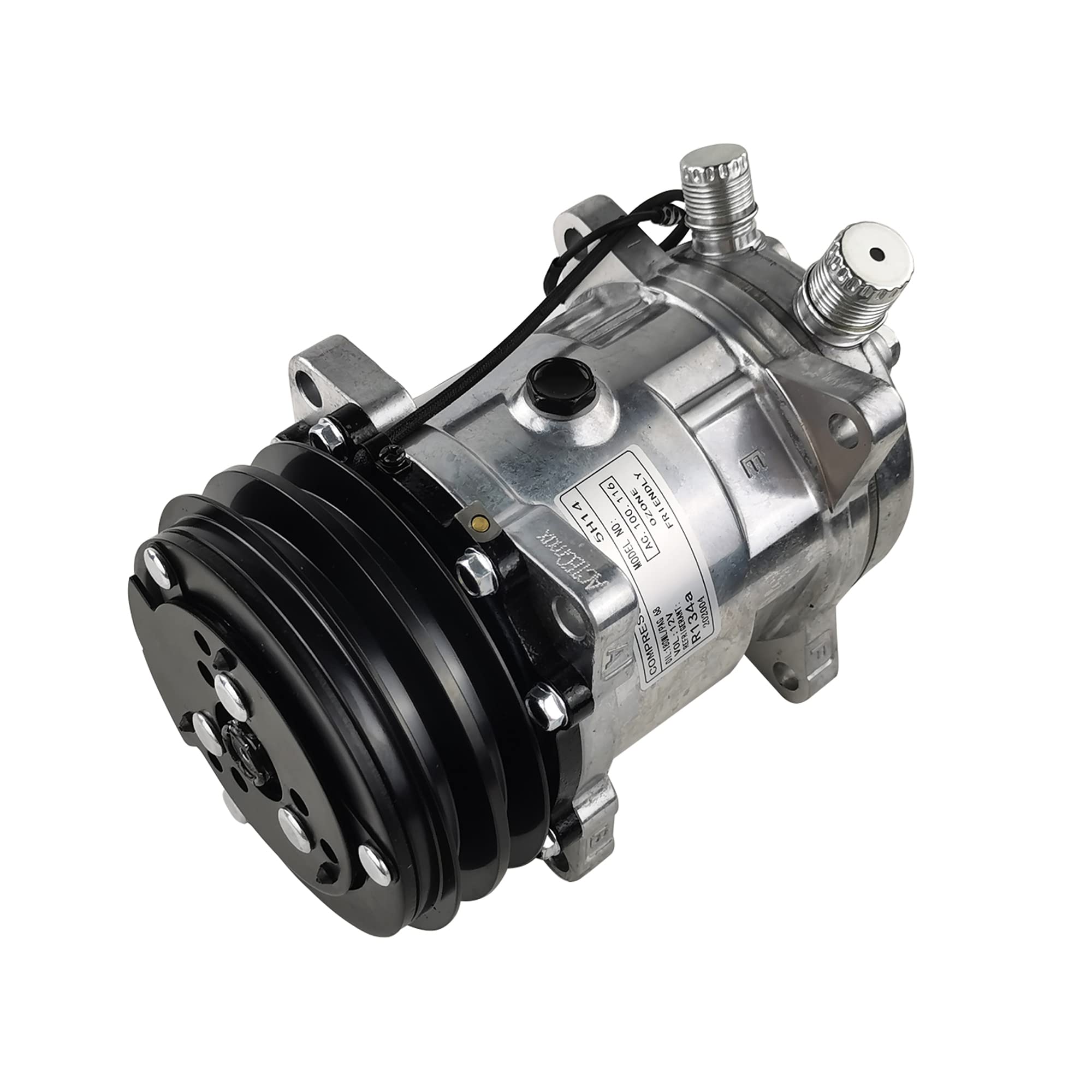ACTECmax Universal A/C Compressor with 2PK Clutch SD 508 Style 5H14 R134A V Belt 12V