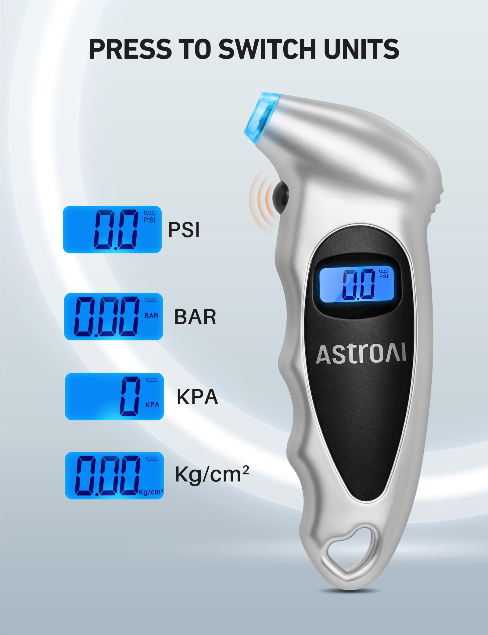 AstroAI 2 Pack Digital Tire Pressure Gauge 150 PSI 4 Settings for Car Truck Bicycle with Backlit LCD and Non-Slip Grip Car Acces