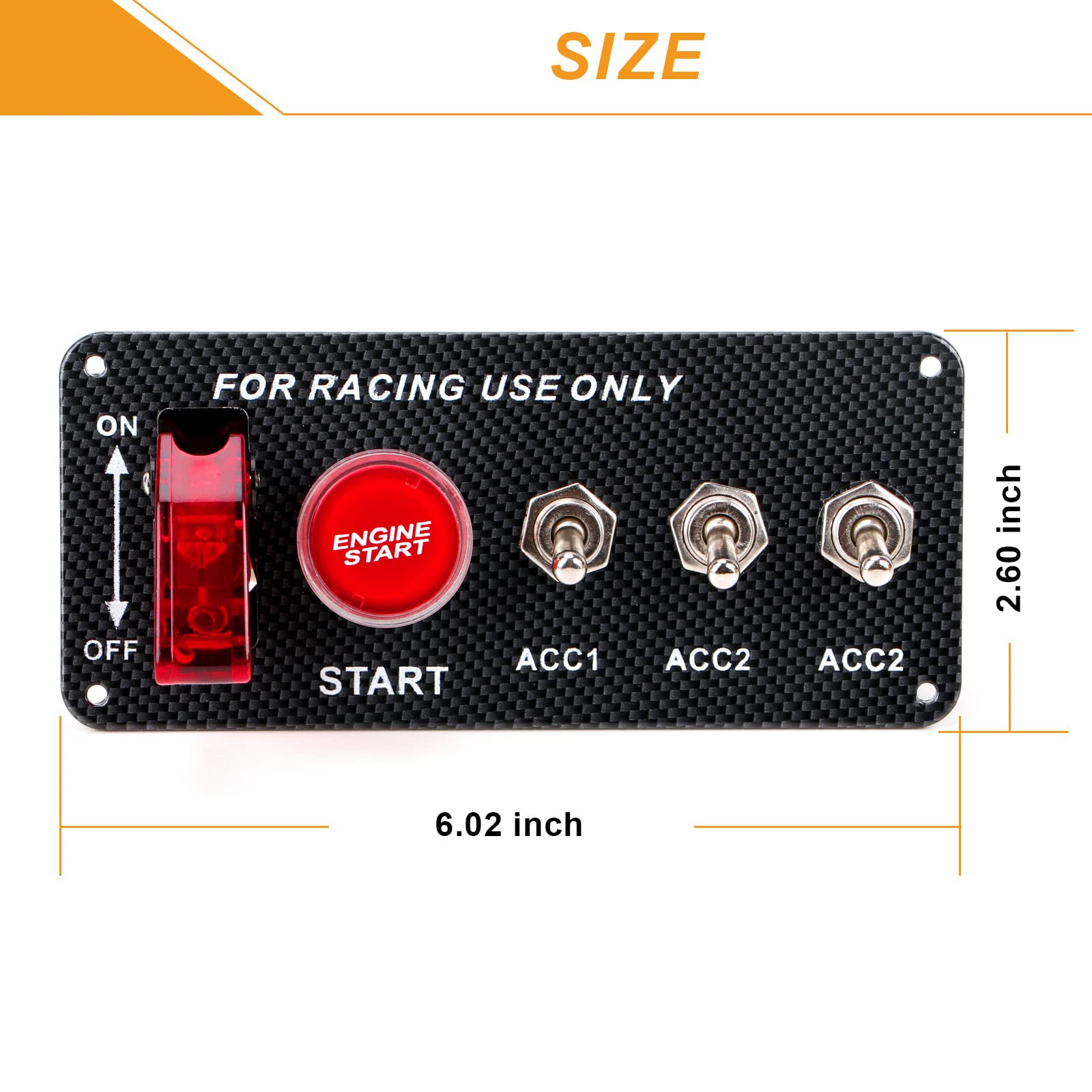 Ignition Switch Panel (12V) 5 in 1 Car Racing Switch Panels with LED Toggle Switches Push Button Ignition Switch Kit for Truck R