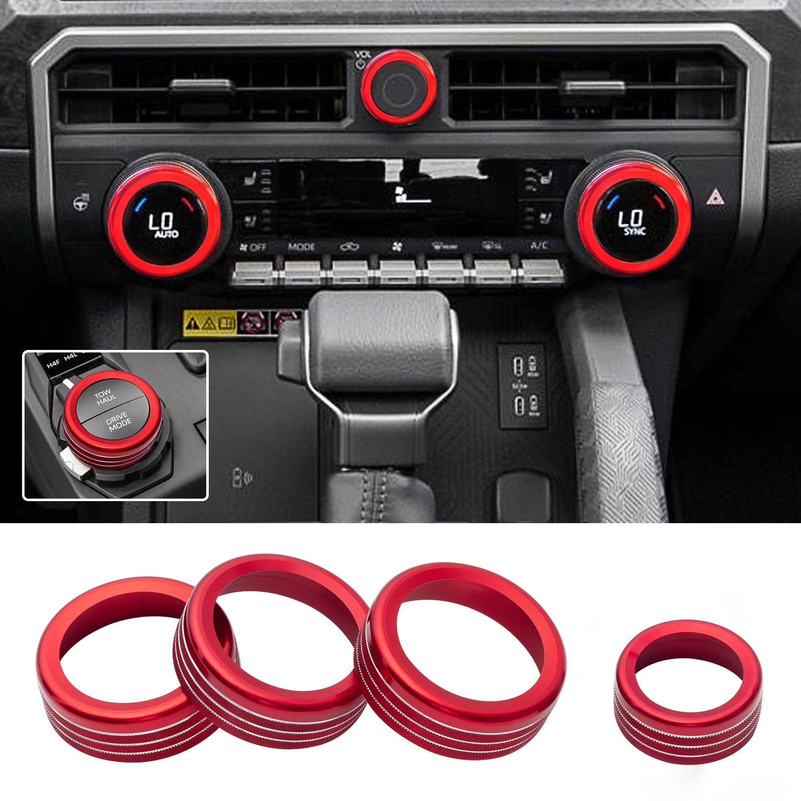 Jkcover Center Console Button Knob Cover Rings Compatible 2024 2025 Toyota Tacoma And 2025 Toyota 4Runner With 14Screen Air Cond
