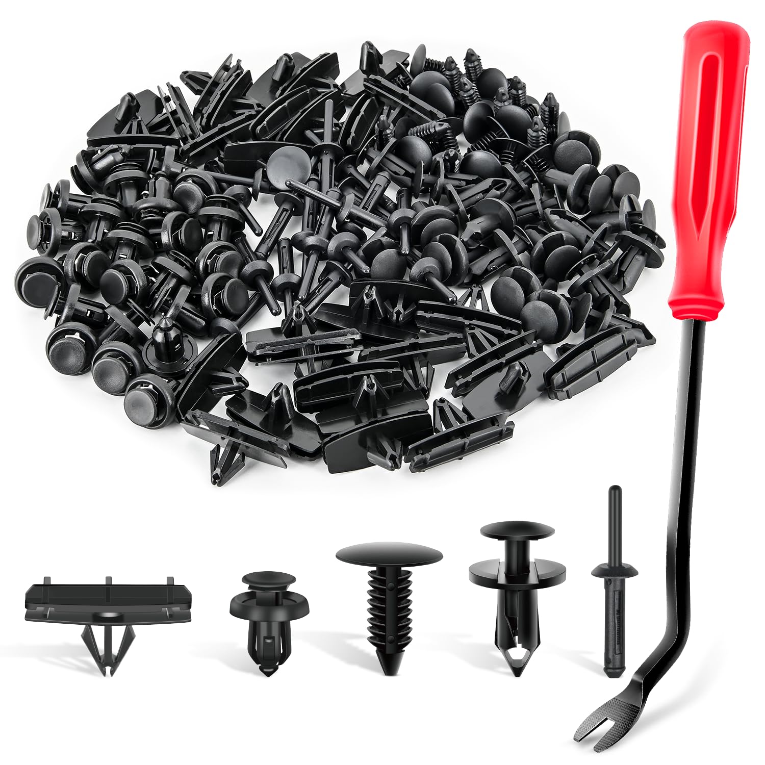 Gooacc 151Pcs Bumper Retainer Fender Clips With Fastener Remover Grille Fastener Push-Type Plastic Rivets Compatible With 2007-2