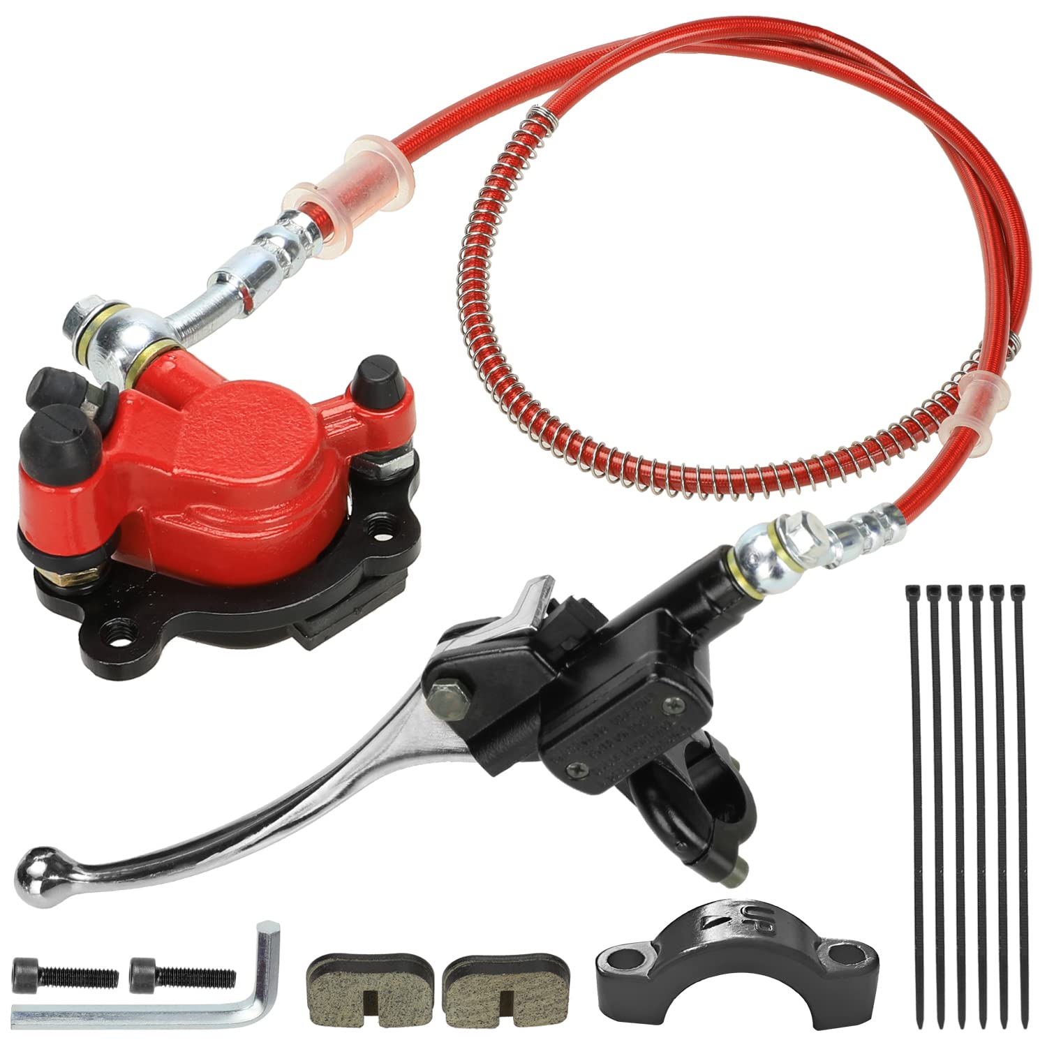 YOXUFA Mini Bike Hydraulic Disc Brake Caliper Kit for Baja Doodle Bug DB30, Predator 79cc/97cc - Includes 50 Hose Tube Master Cylinder