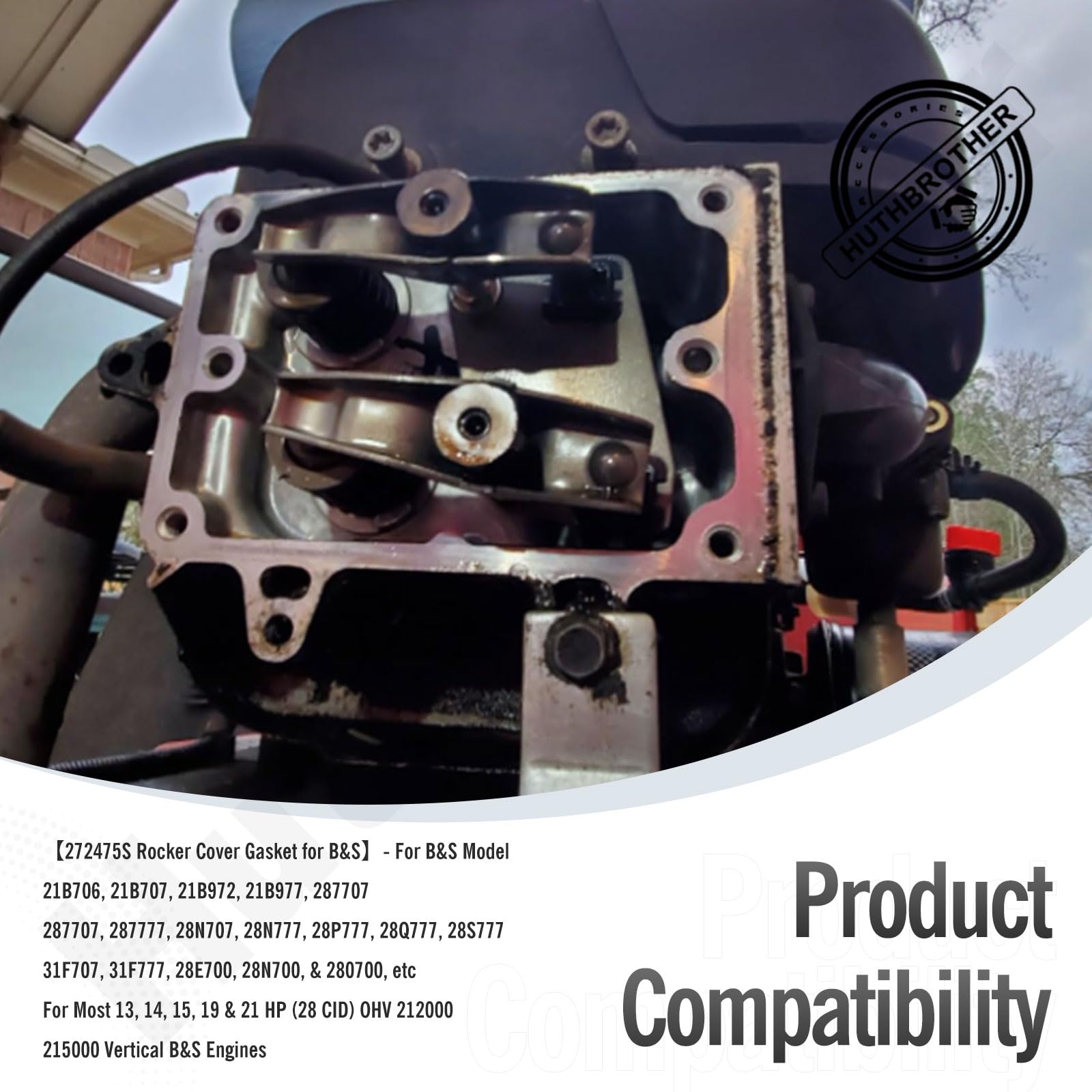 4-Pcs 272475S Rocker Cover Gasket For B&S Replaces 692285 272475, Fits Model 21B706, 21B707, 21B972, 28N707, 28N700, & 280700,Et