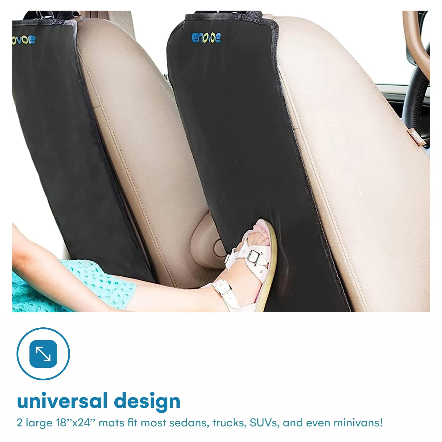 Enovoe Seat Cover Protector, 2 Pack - Premium Quality Polyester Back Seat Cover for Kids - Waterproof Protection from Mud and Sc