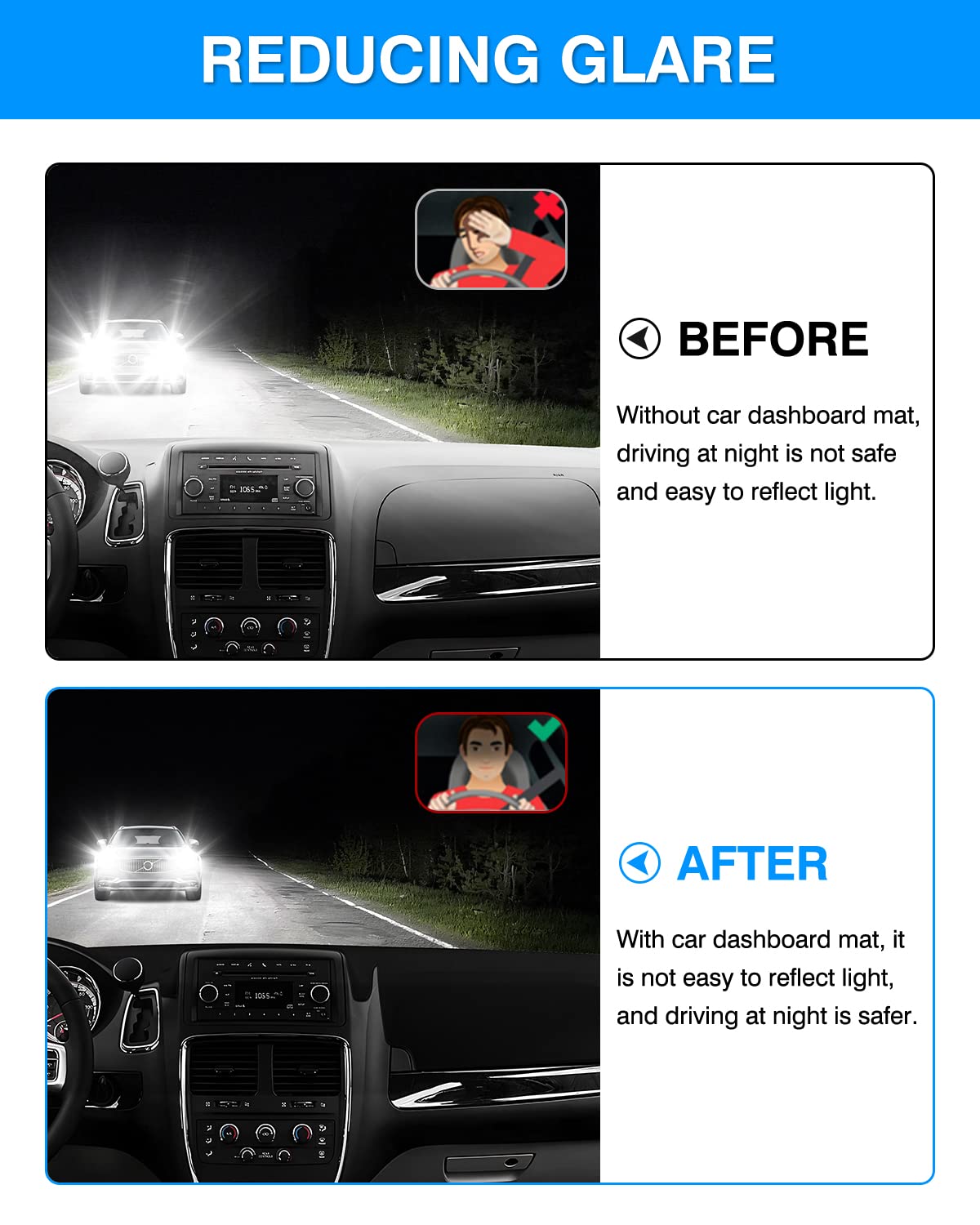 Autorder Dashboard Cover Mat For Dodge Grand Caravan 2011-2020 /Chrysler Town Country 2011-2016 Accessories Dash Cover Flannel D