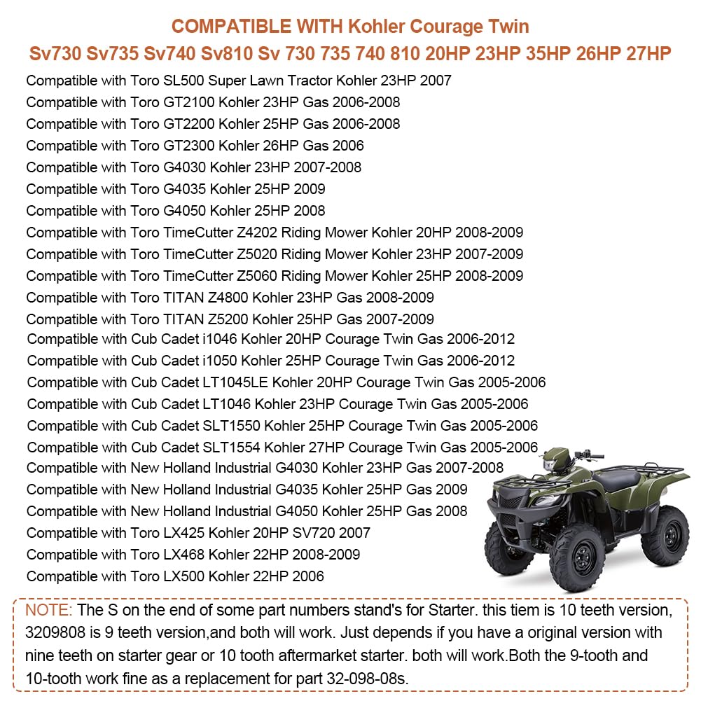 WATERWICH Starter Compatible with Kohler Courage Engines 20HP 23HP 25HP 27HP Cub Cadet 1045 1046 SLT1550 SLT1554 1050 Replace OE