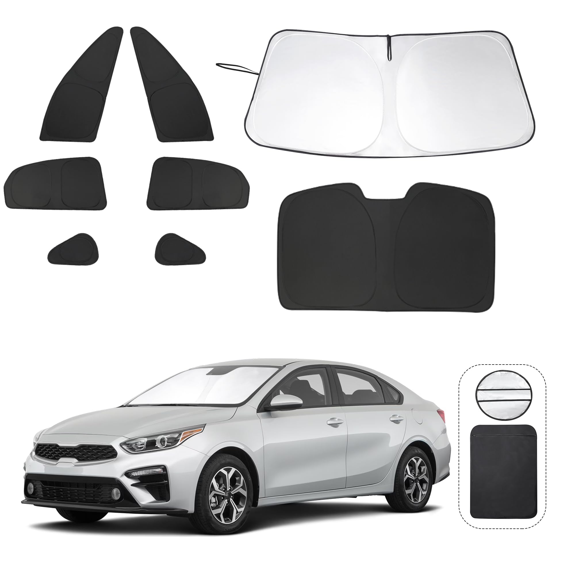 8Pcs Yycke Window Shades For Forte 2019-2023 For Kia Accessories Car Side Full Windows Rear Triangular Windshield Sun Shade Sun