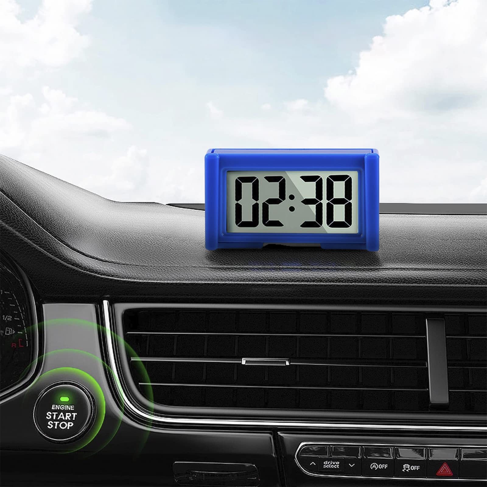 Youngfly 3Pcs Small Digital Clock, Vehicle Adhesive Clock With Jumbo Lcd Time & Day Display, Mini Car Dashboard Clock Battery Op