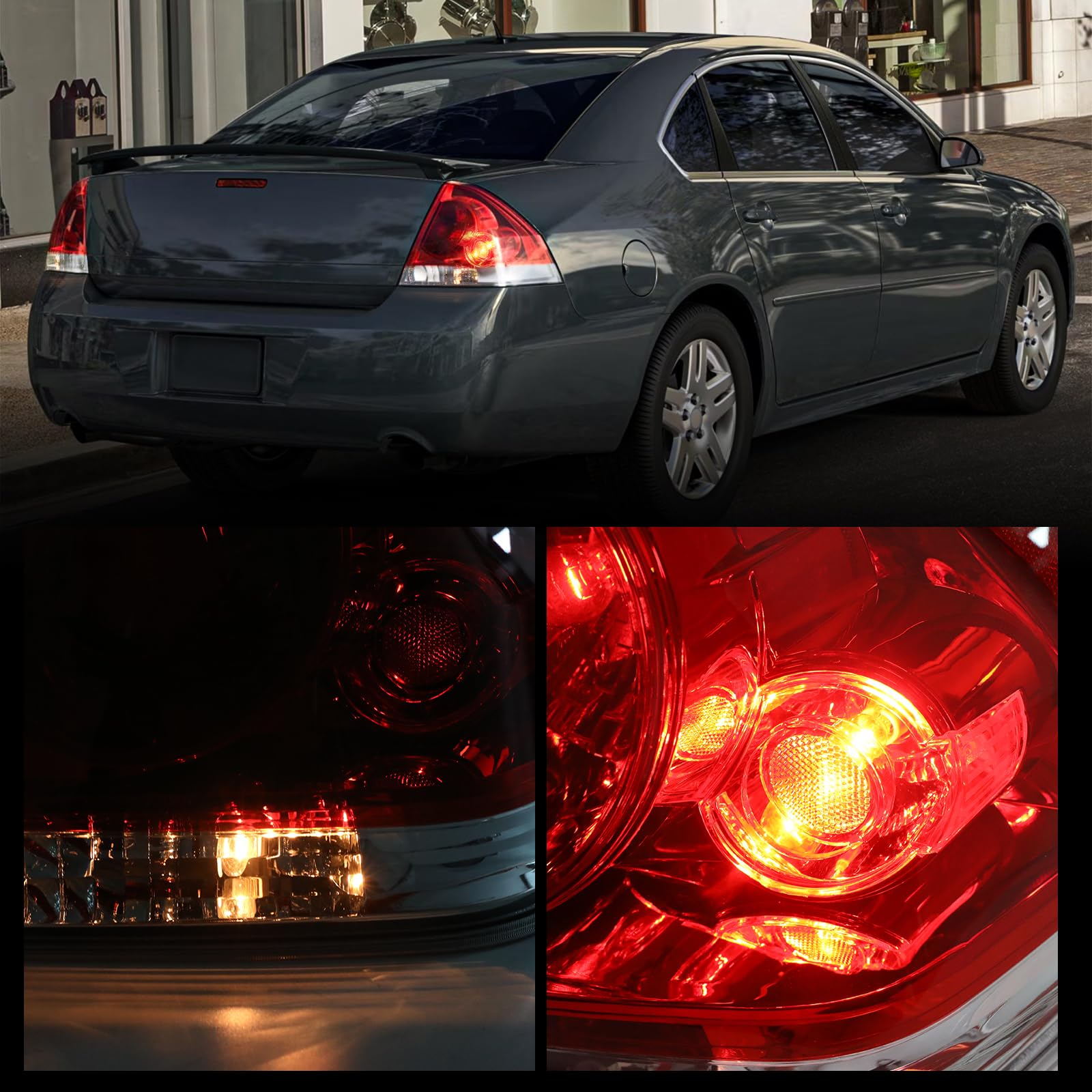 Jsboyat Fits For 2006-2013 Chevy Impala Headlight And Tail Lights Assembly Pair Set Factory Halogen Oe Direct Replacement Black