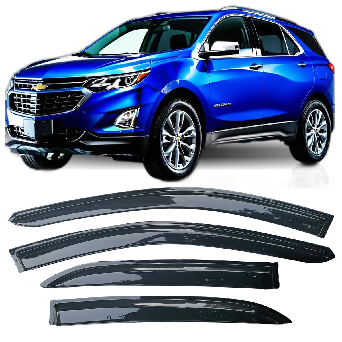2018-2025 Window Visors Rain Guards For Chevrolet Equinox Side Window Deflectors Vent Visor Sun Shade 4Pc Smoke Tinted Car Acces
