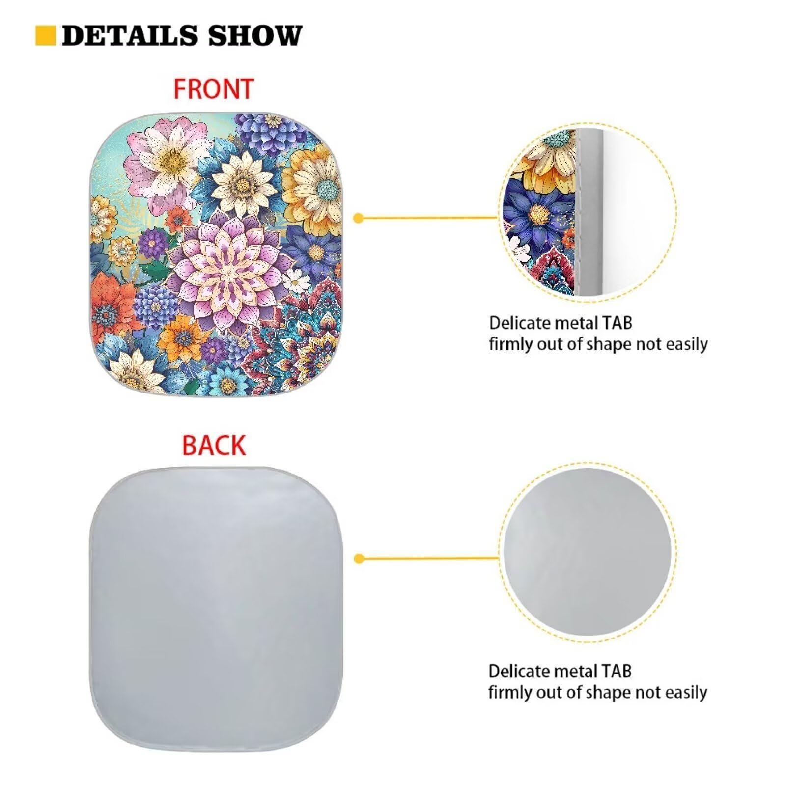 Huisefor Boho Windshield Sunshade Mandala Flower Windshield Shade 2-Piece Foldable Car Front Window Sunshade Uv Ray Sun Visor Pr