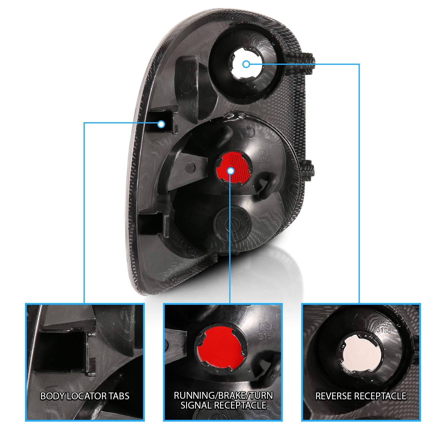 Amerilite For 2001-2003 Ford F-150 Flareside Euro Carbon Fiber Replacement Tail Lights Brake Lamp Pair - Passenger And Driver Si