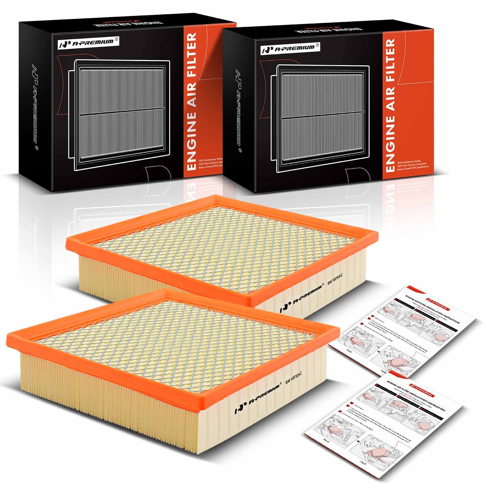 A-Premium 2-PC Engine Air Filter Compatible with Toyota, Dodge, Jeep & Lexus Models - Camry, Highlander, Avalon, Sienna, Durango