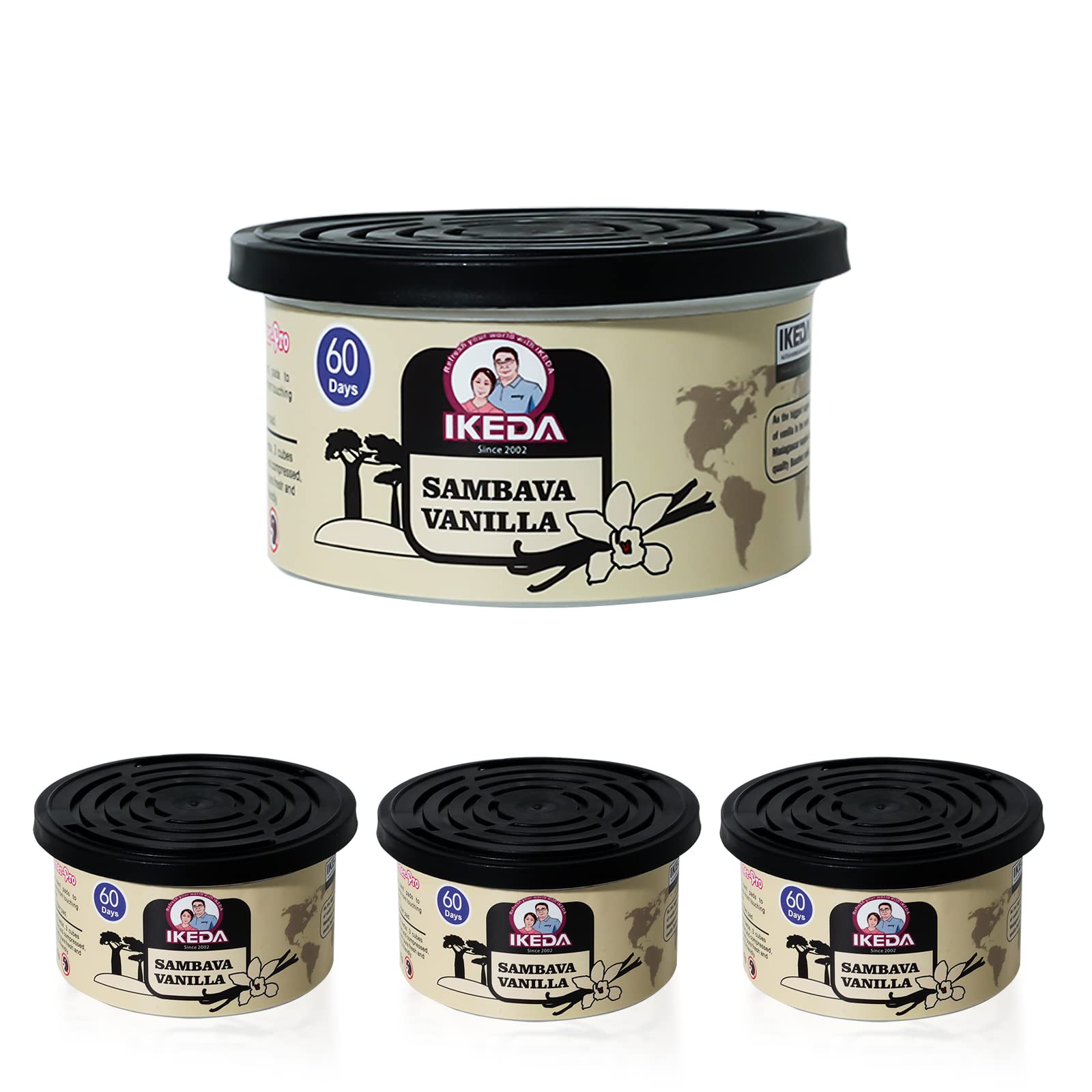 Ikeda Scents Car Air Fresheners: Sambave Vanilla Scent | Organic Can | Odor Eliminator Essential | Long-Lasting | Strong Fragran