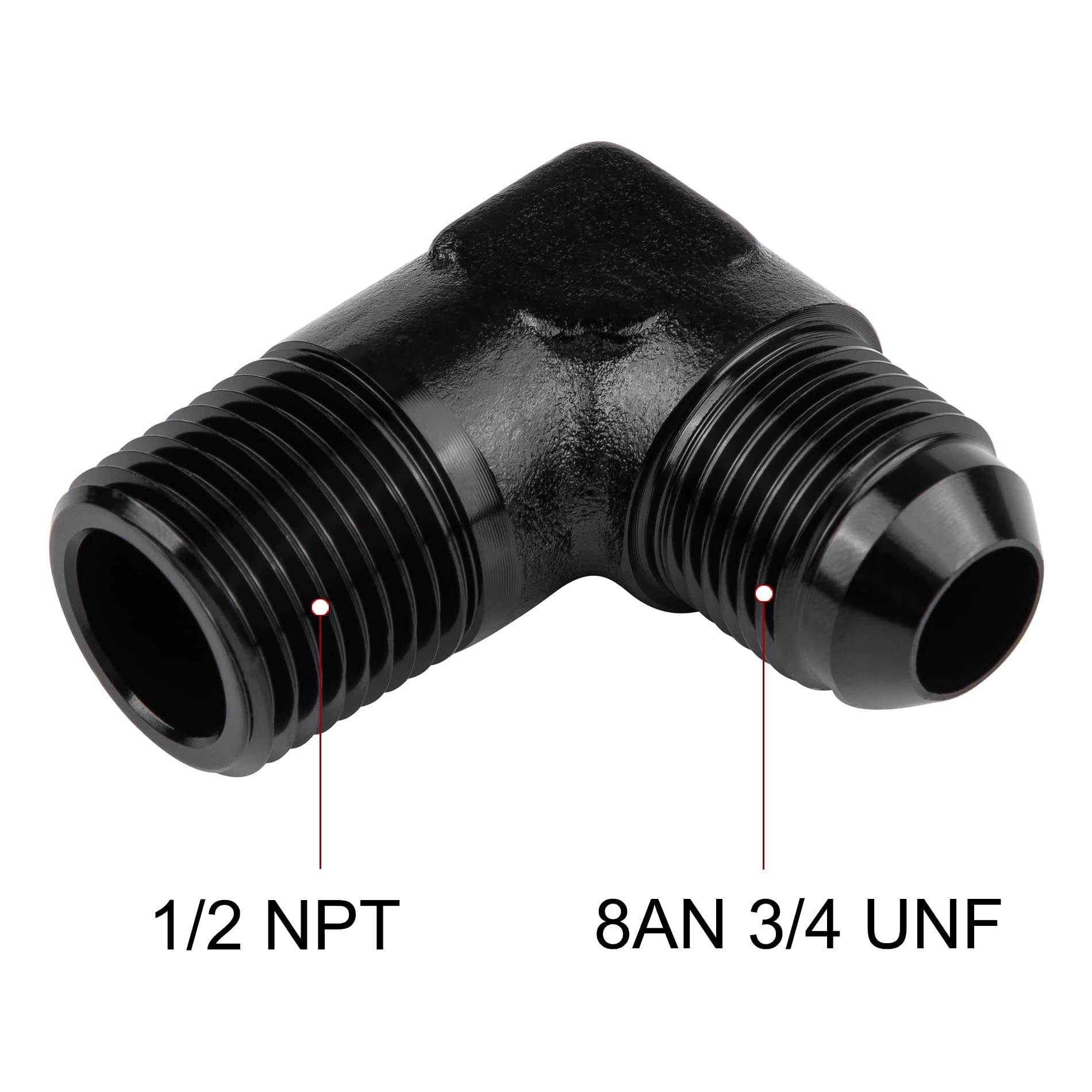 Evil Energy 8An To 1/2'' Npt Male 90 Degree Fitting Adapter Aluminum 2Pcs