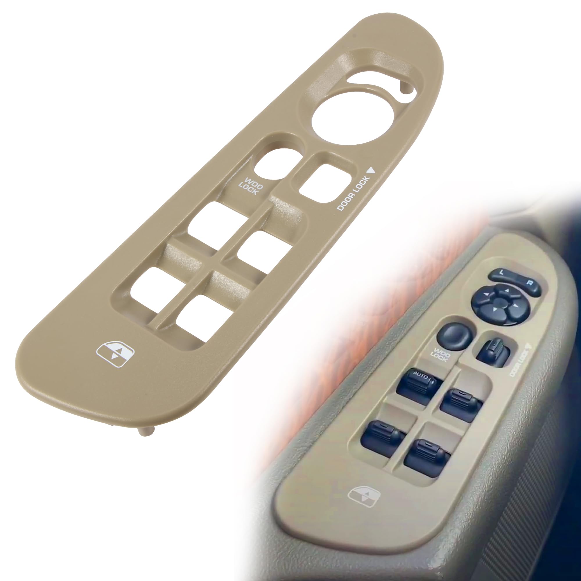 BASIKER Beige Driver Side Window Switch Panel Bezel Compatible with Dodge Ram 1500 2500 3500 (2002-2010) - Grayish Brown