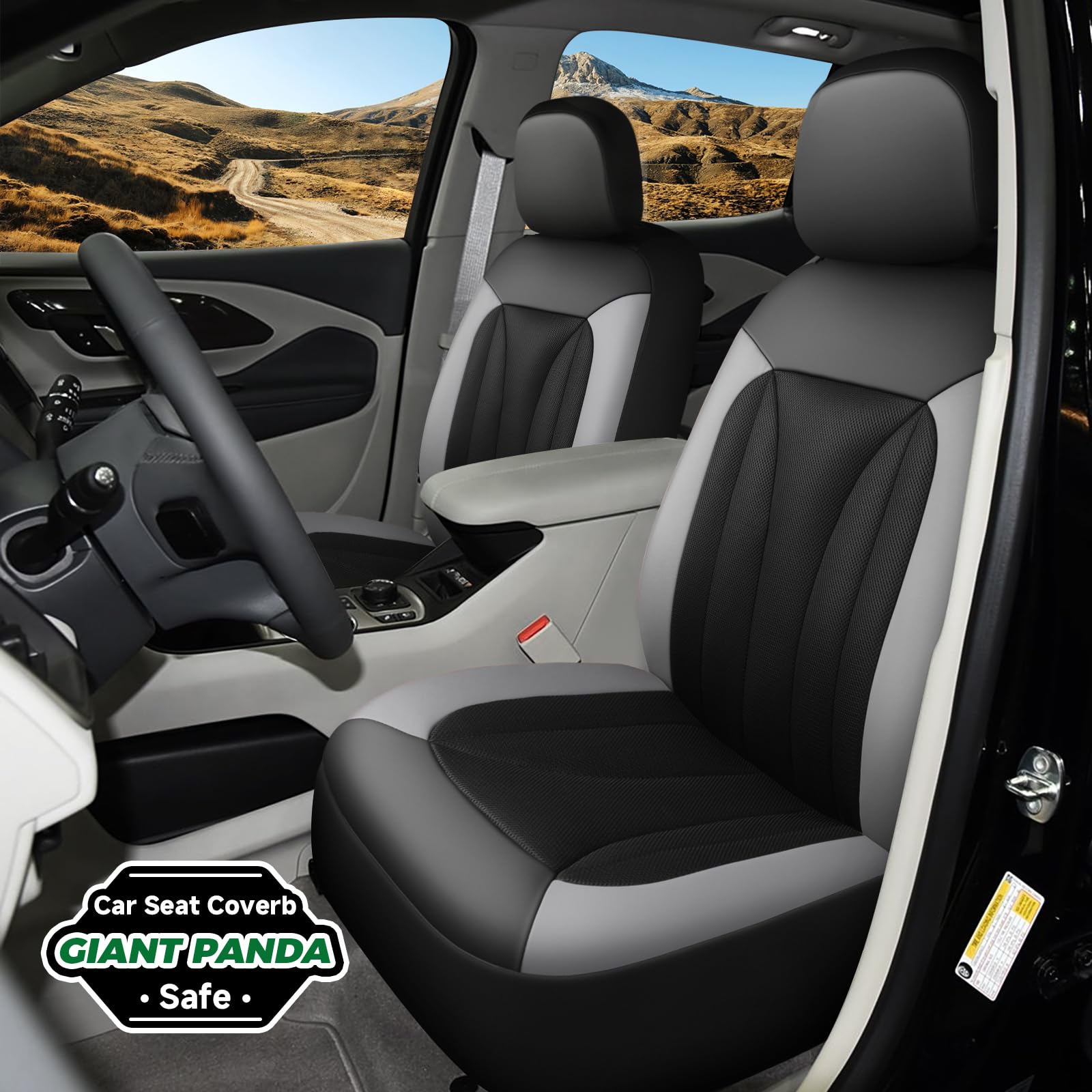 Giant Panda Fit Gmc Sierra 1500 2500 3500 Canyon Front Car Seat Cover, 3D Air Mesh Breathable Seat Protector(Grey) 2-Pack