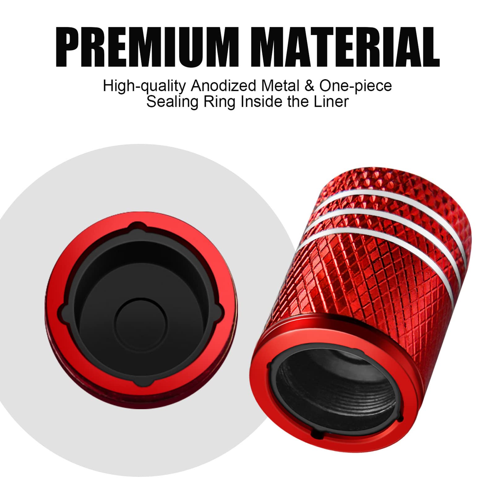 Tire Valve Stem Caps for Car Tire Cap 5 Pack Corrosion Resistant Leak-Proof Premium Alloy Universal fit for Car Bike Truck Motor