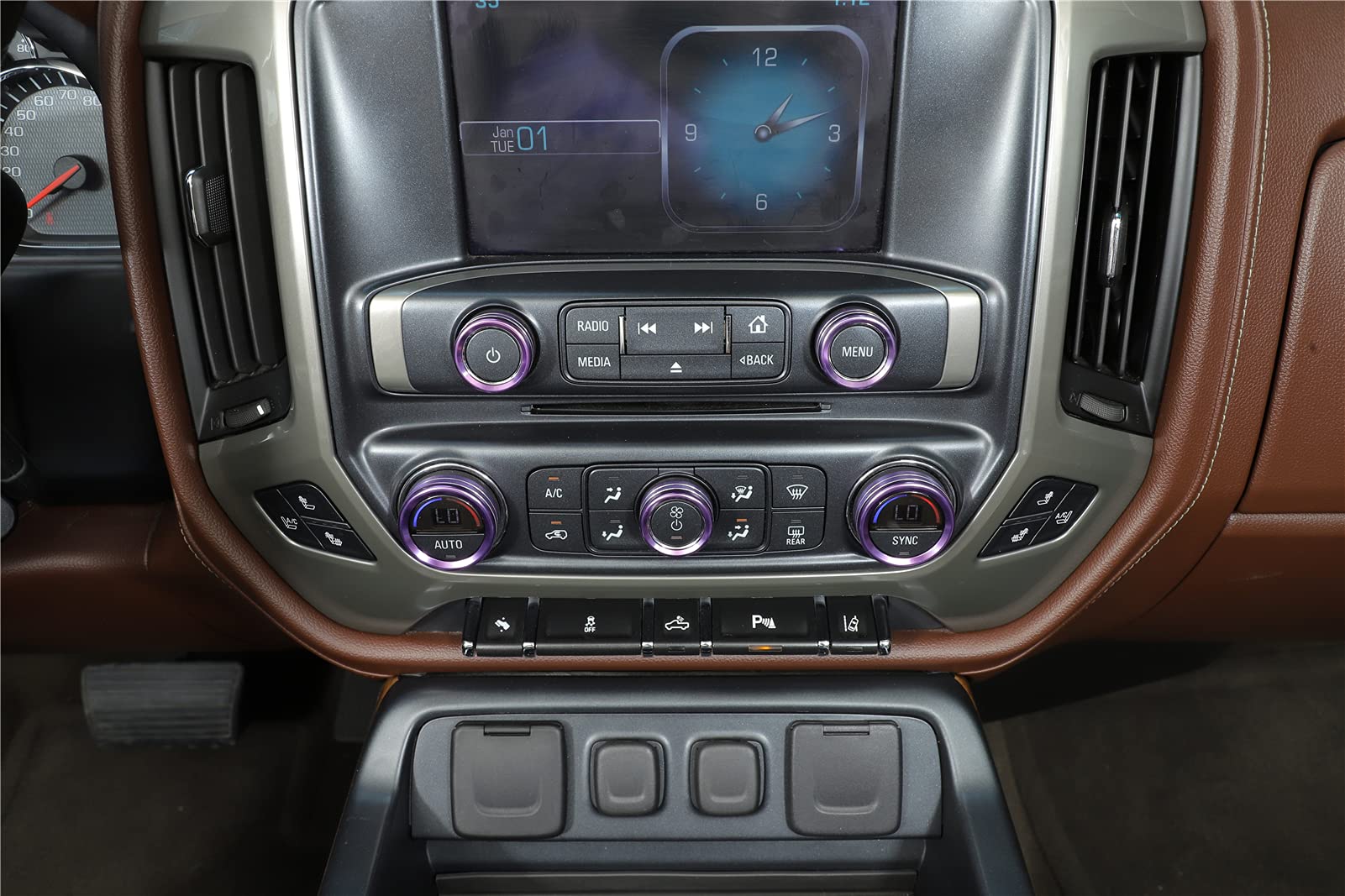 Jecar Center Console Switch Button Trim Air Conditioner Control Knob Cover For Chevy Silverado & Gmc Sierra 2014-2018, Purple