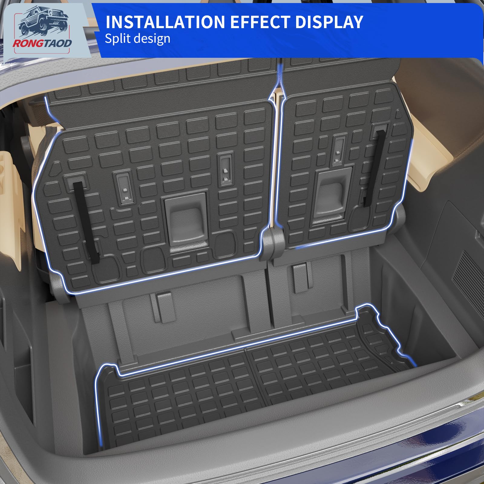 Rongtaod Cargo Mat Compatible with 2021-2025 Toyota Sienna 7&8 Seats Cargo Liner Trunk Liner Trunk Mat 3rd Row Back Seat Cover A