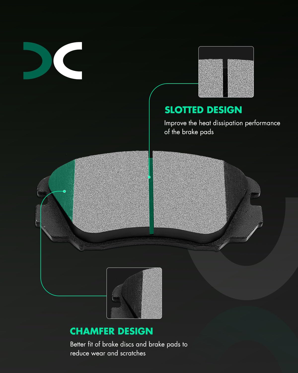 Scitoo D1421 Front Ceramic Brake Pads Sets Fit For Buick Allure/Cascada/Lacrosse/Regal,For Chevy Equinox/For Malibu/Impala/Malib