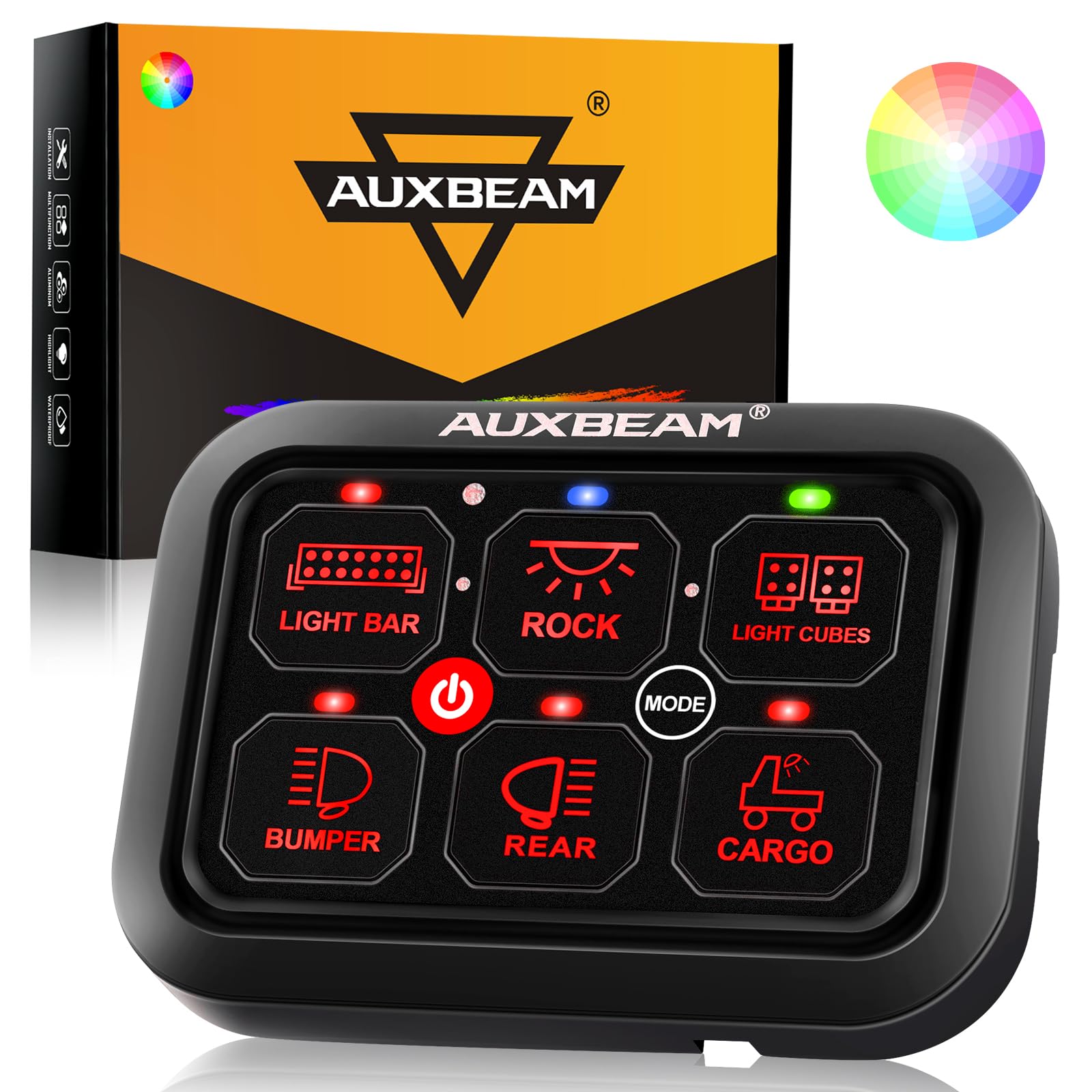 Auxbeam 6 Gang Switch Panel Ra60 Toggle Momentary Pulsed Rgb Dimmable Switch Panel Multifunction Switch Panel Built In Solid Sta