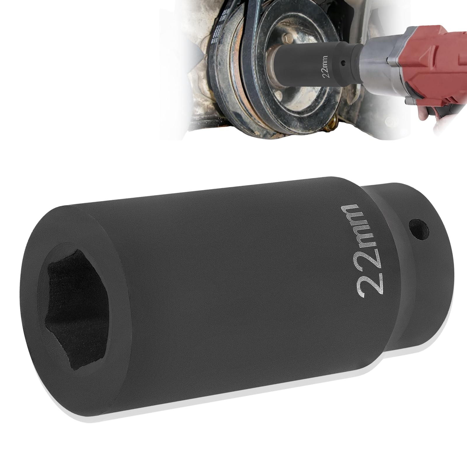 77110 22Mm Harmonic Balancer Socket Tool Crank Bolt Socket For Toyota Lexus Dodge Jeep And Ford, Deep Counter-Weighted Socket, 3