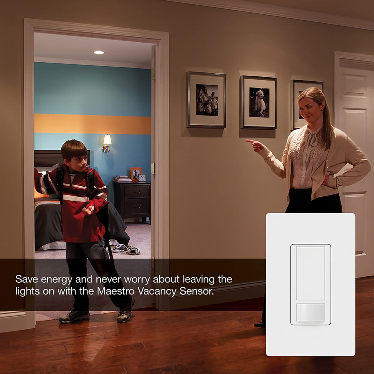 Lutron MS-VPS2H-WH Maestro Vacancy Motion Sensor Switch for Bathroom, Garage, La