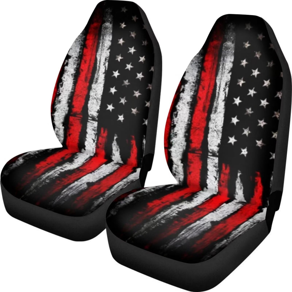 Buybai American Flag Car Covers Set Wear-Resistant Car Seat Cover Set Soft Bucket Saddle Blanket 2 Pieces Set Car Front Seat Cov