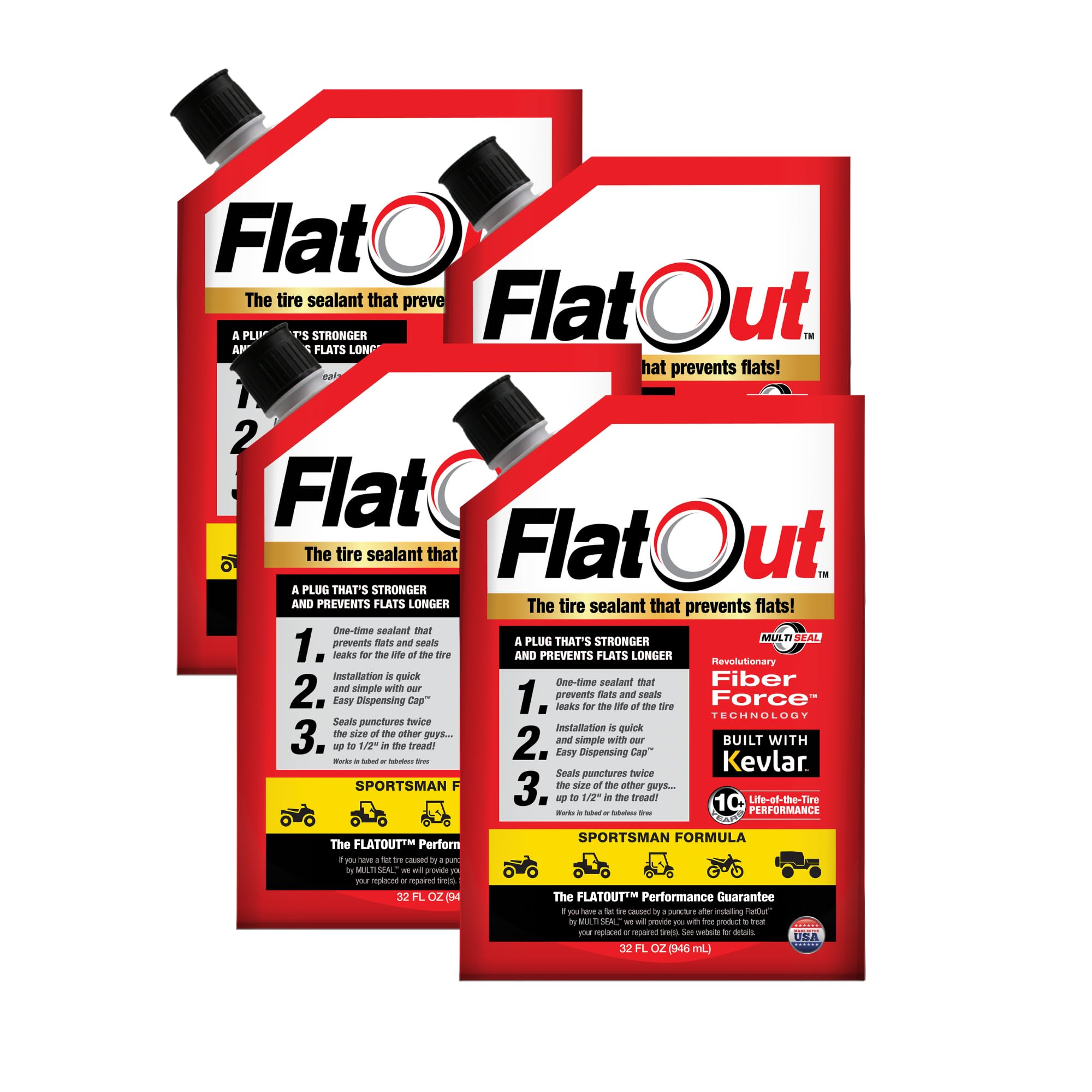 Flat Out Off Road Tire Sealant, Sportsman Formula, Prevents Flat Tires, Fix a Flat Tire, Seals Leaks, Contains Kevlar, 32 Ounce 